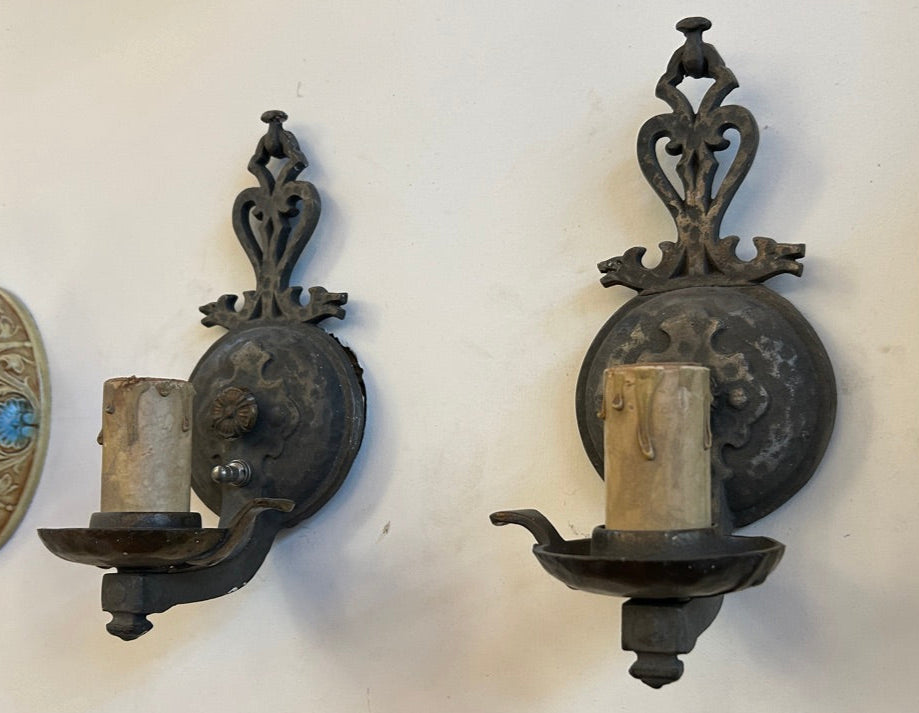 Hammered Cast-Iron Sconce Pair (LT-864)