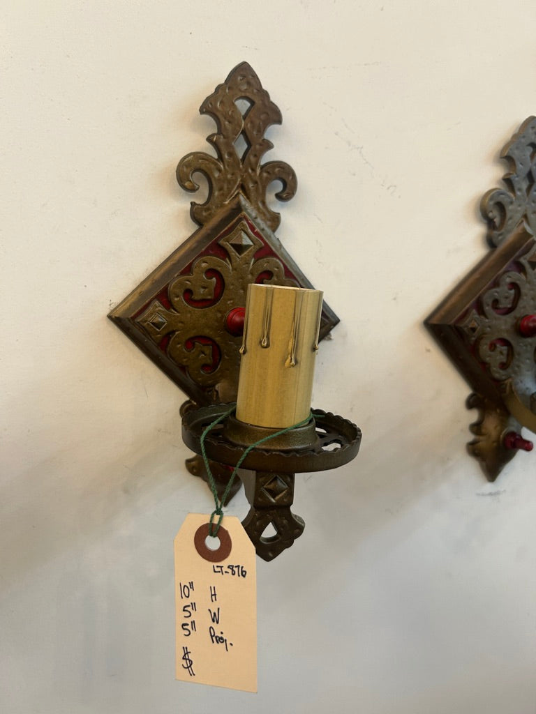 Hammered Sconce Pair w/ Square Detail (LT-876)