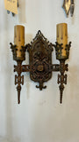 Hammered-Brass Double Sconce Pair (LT-623)