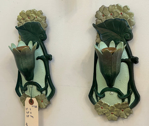 Painted Sconce Pair w/ Leaf Detail (LT-768)