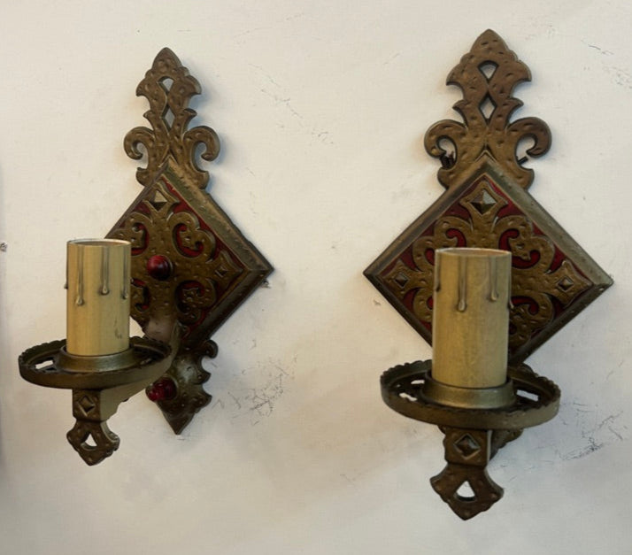 Hammered Sconce Pair w/ Square Detail (LT-876)