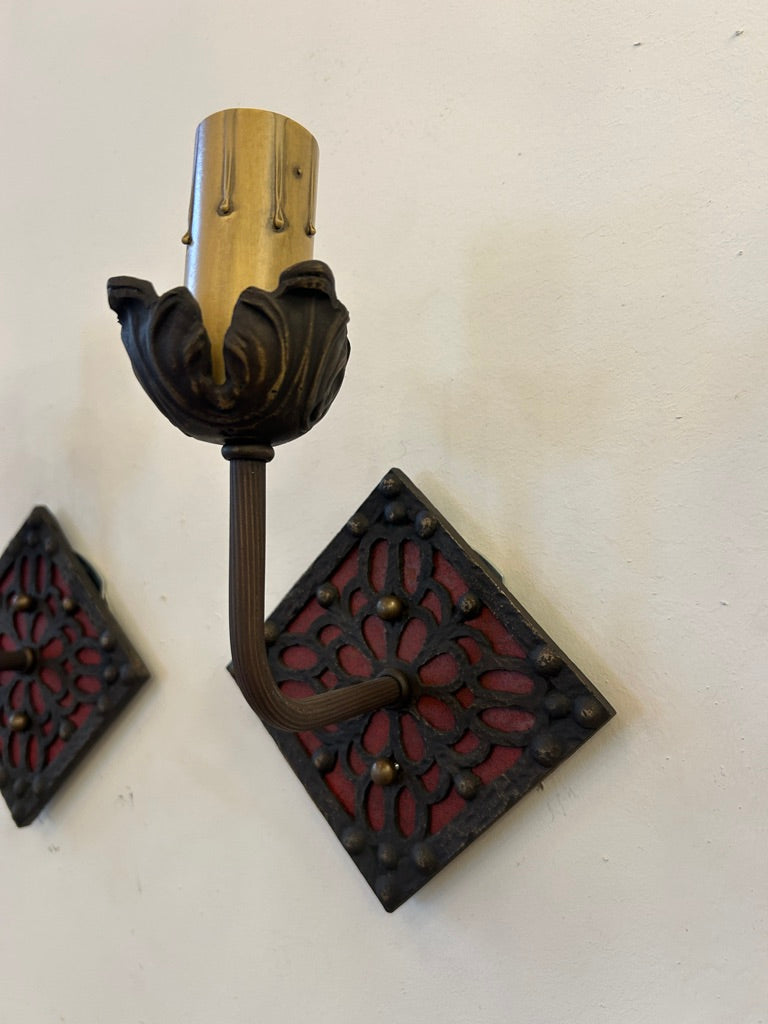 Square-Detail Brass Sconce Single (LT-859)