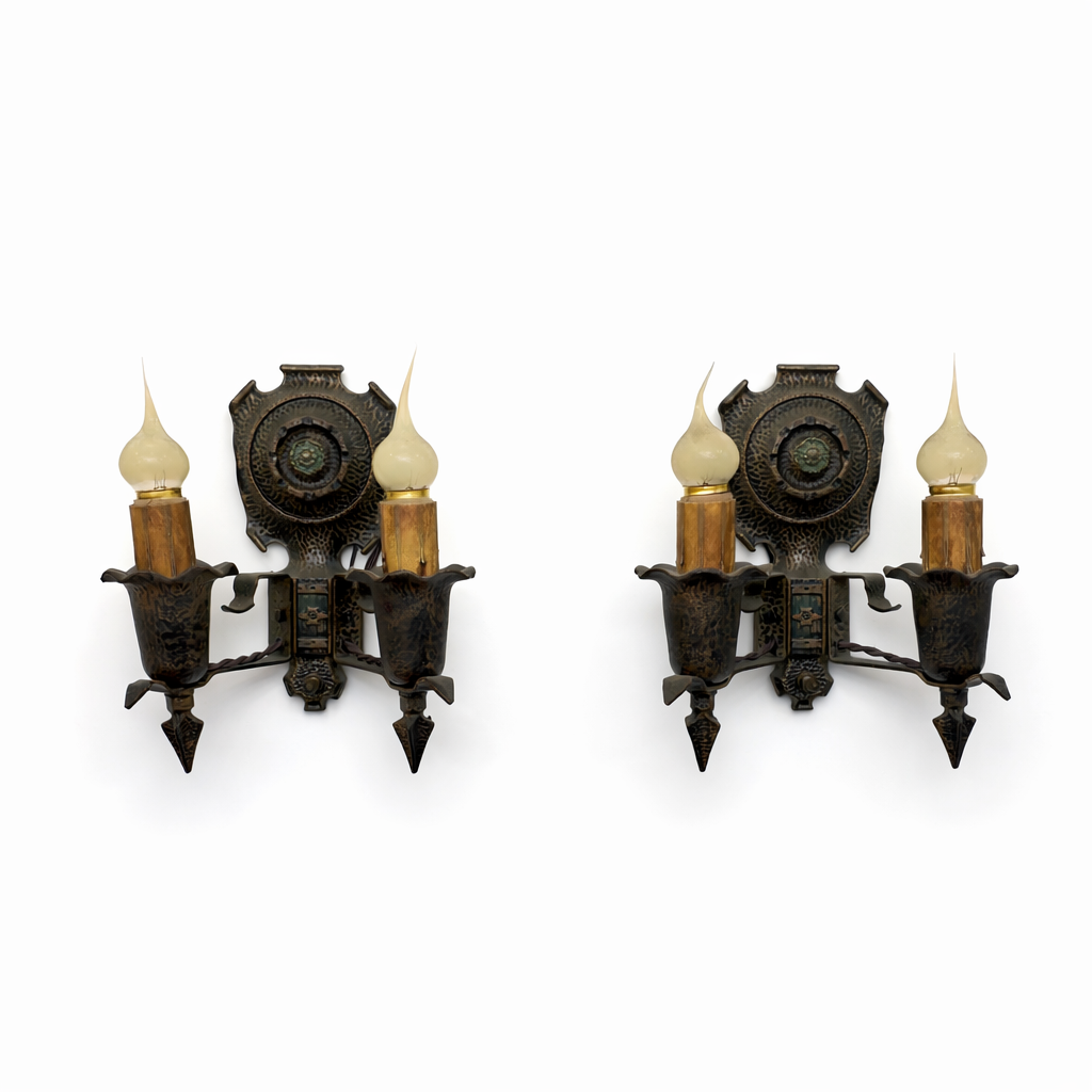 Hammered-Finish Double Sconce Pair (LT-269)
