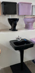Peg-Leg Sink & Toilet Set - Black, 1930's