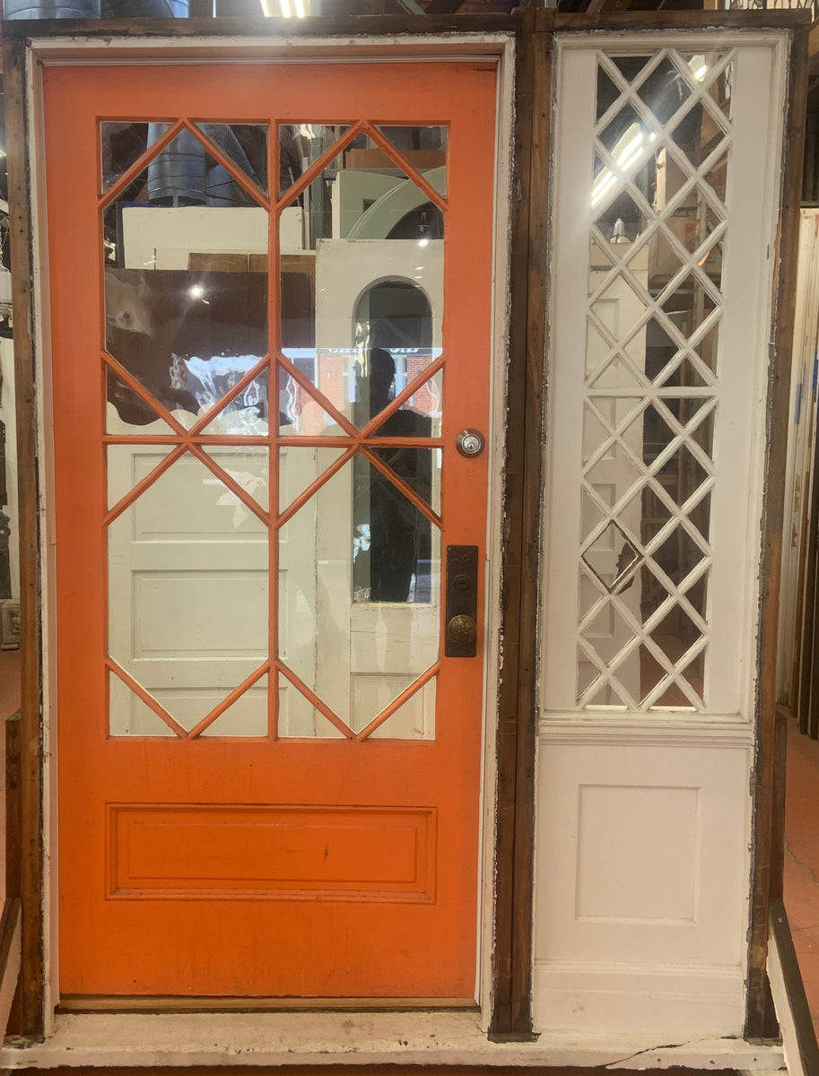 Entry Lattice style front door w/ side light (XD97) Pasadena Architectural Salvage