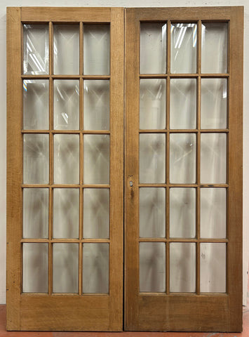 15-Light Oak French Door Pair w/ Beveled Glass (FDP-160)