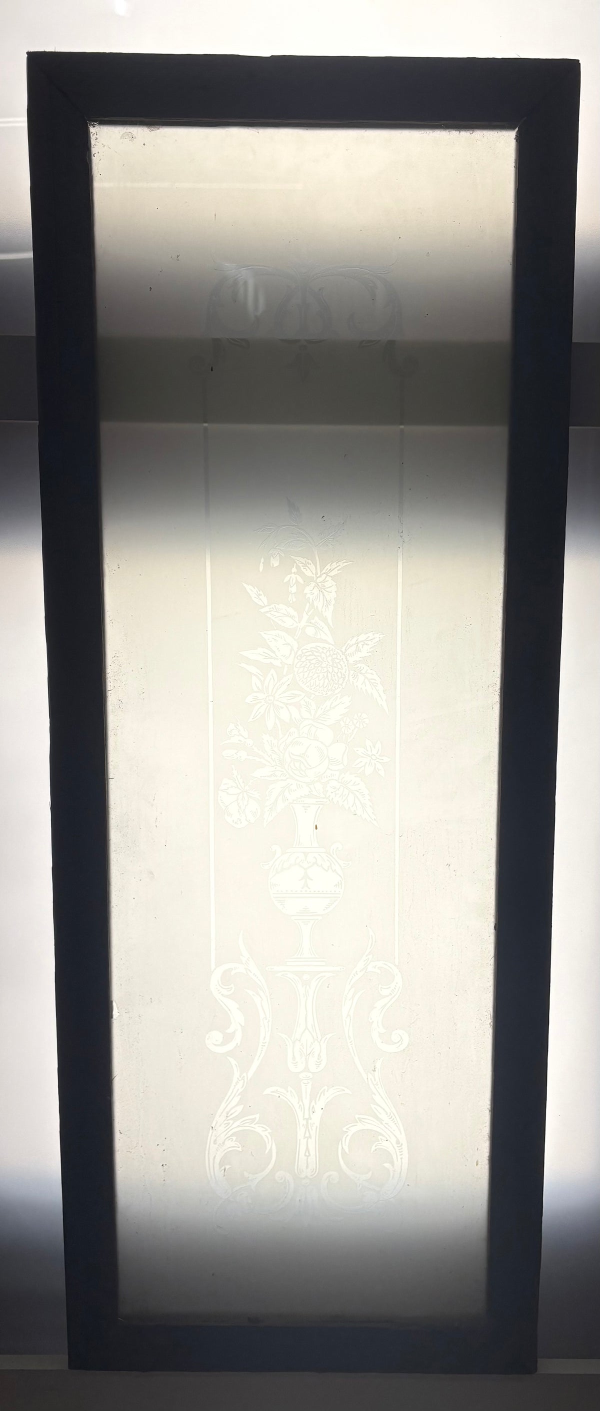 Etched & Embossed Glass Window [SG-186] - Pasadena Architectural Salvage