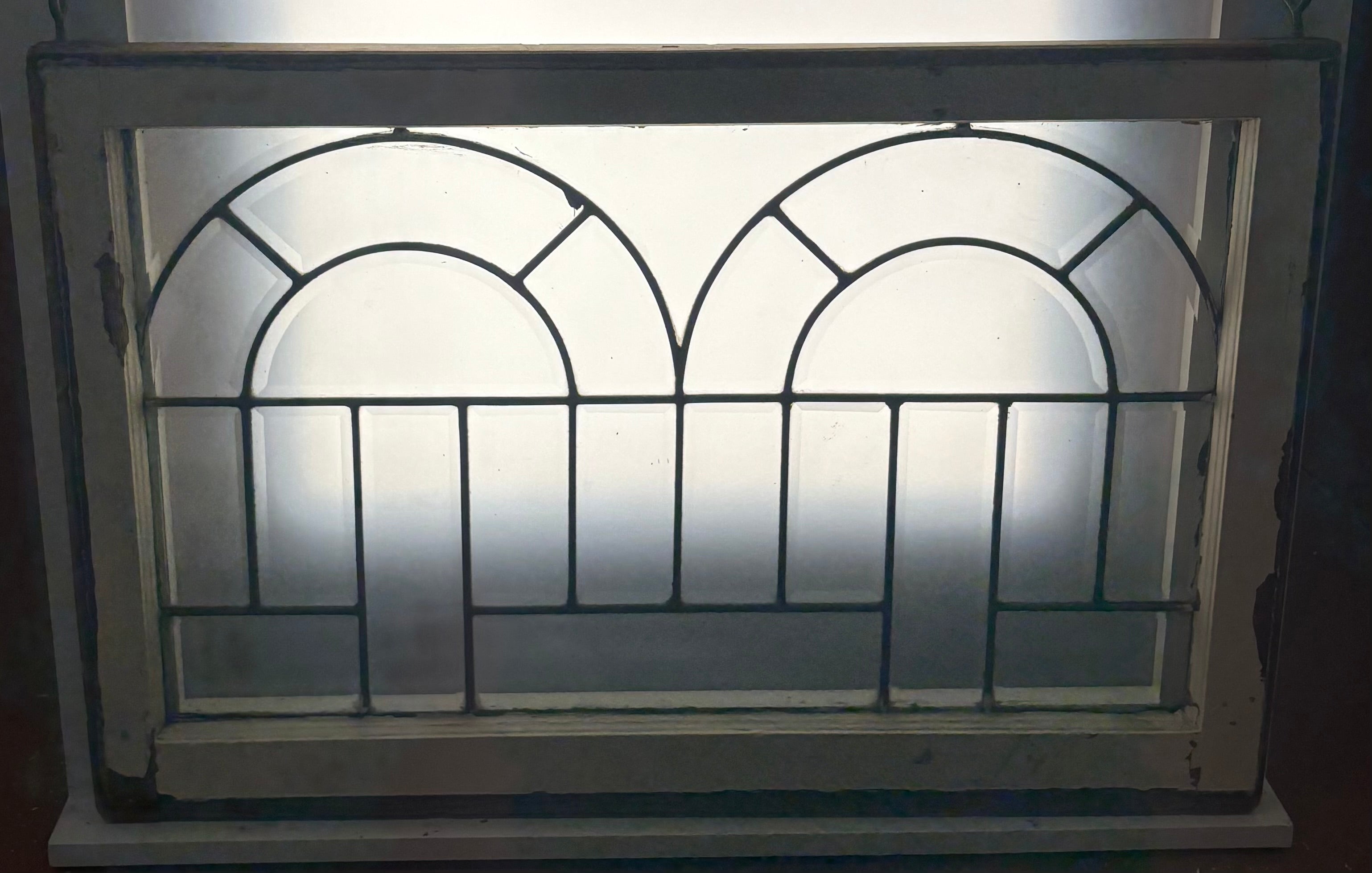 Leaded beveled glass with 2-arch detail [PRJUL20-45]