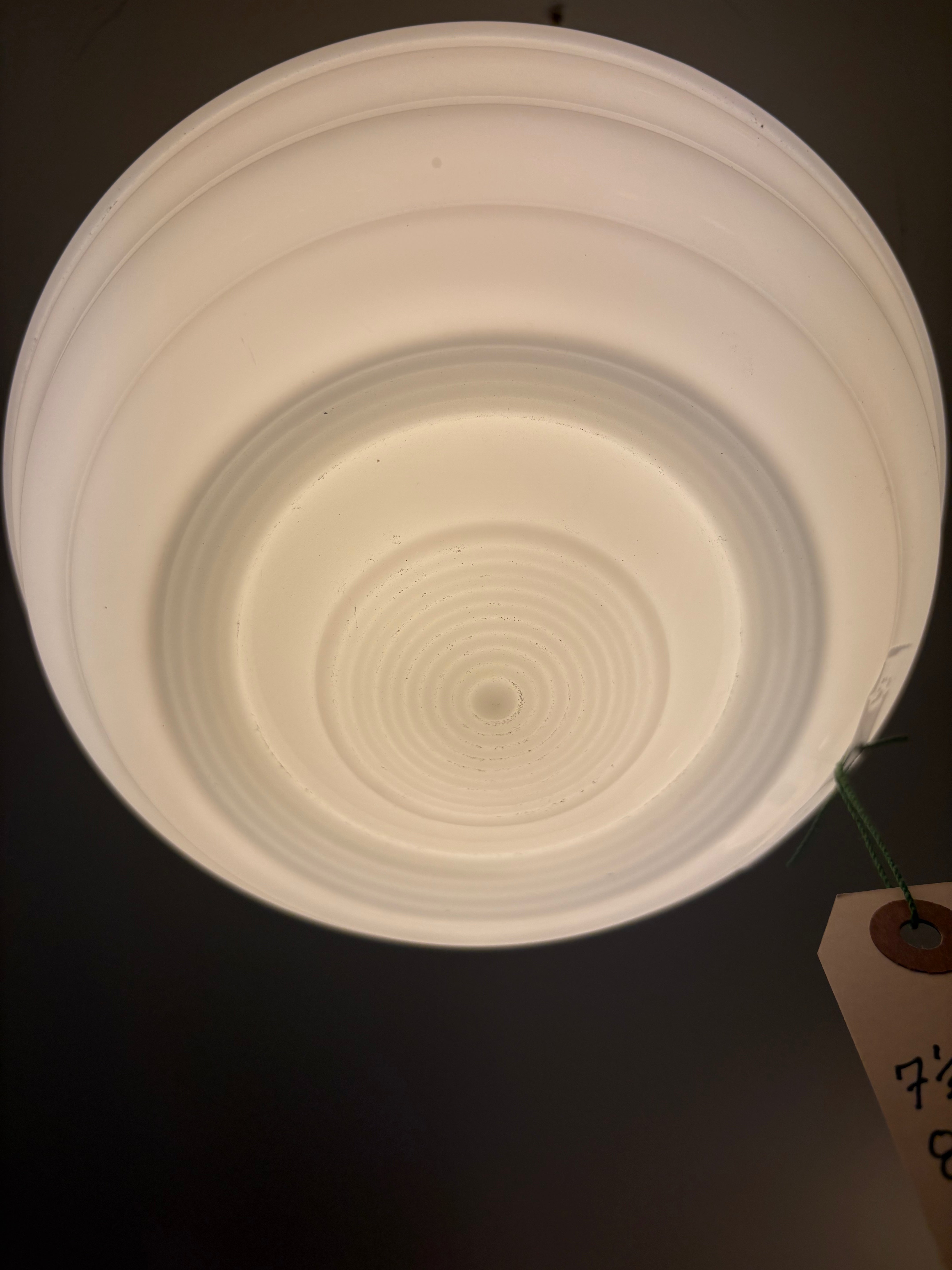 Vintage ribbed glass flush mount ceiling light - 1930s – 1940s (LT-1108)