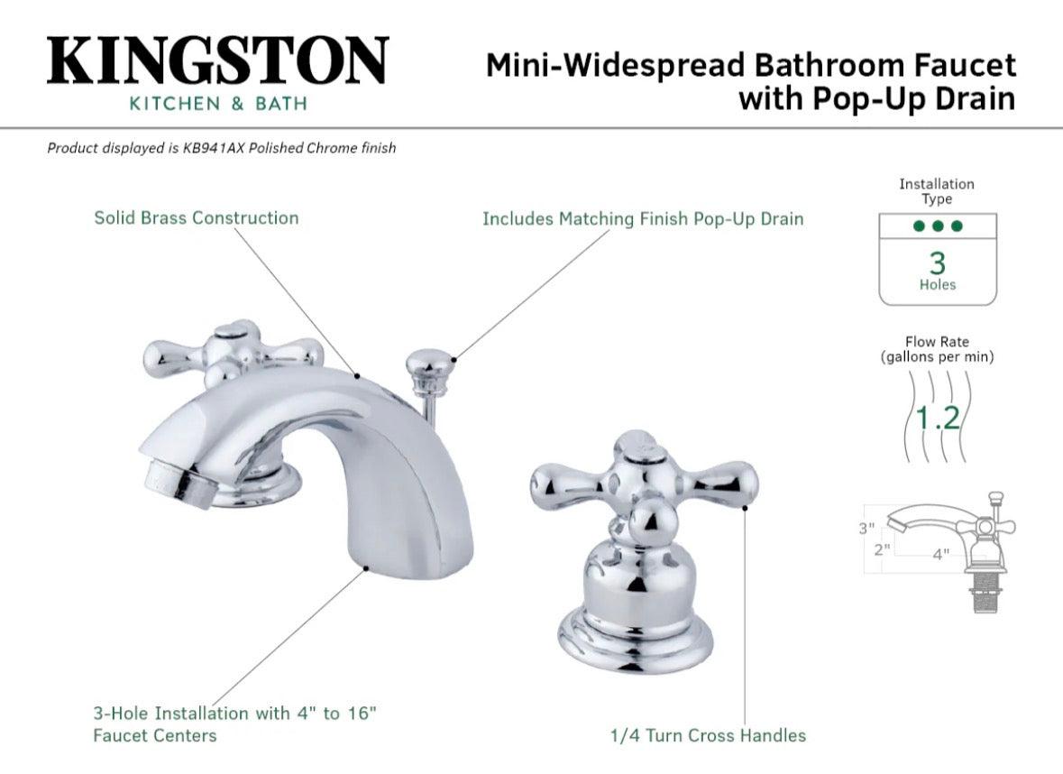 Kingston Brass Victorian 1.2 GPM Widespread Bathroom Faucet (KB946AXPN)