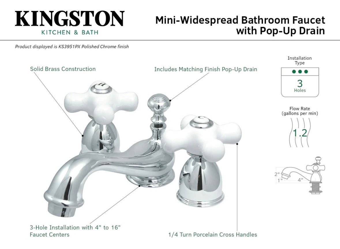 Kingston Brass Mini-Widespread Bathroom Faucet (KS3952PX)