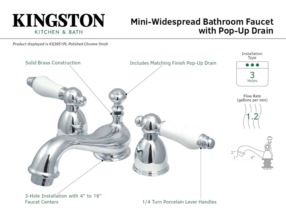 Kingston Brass Mini-Widespread Bathroom Faucet (KS3951PL)