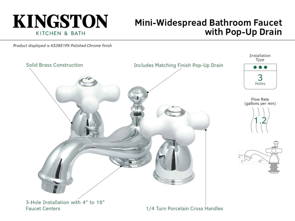 Kingston Brass Mini-Widespread Bathroom Faucet (KS3951PX)