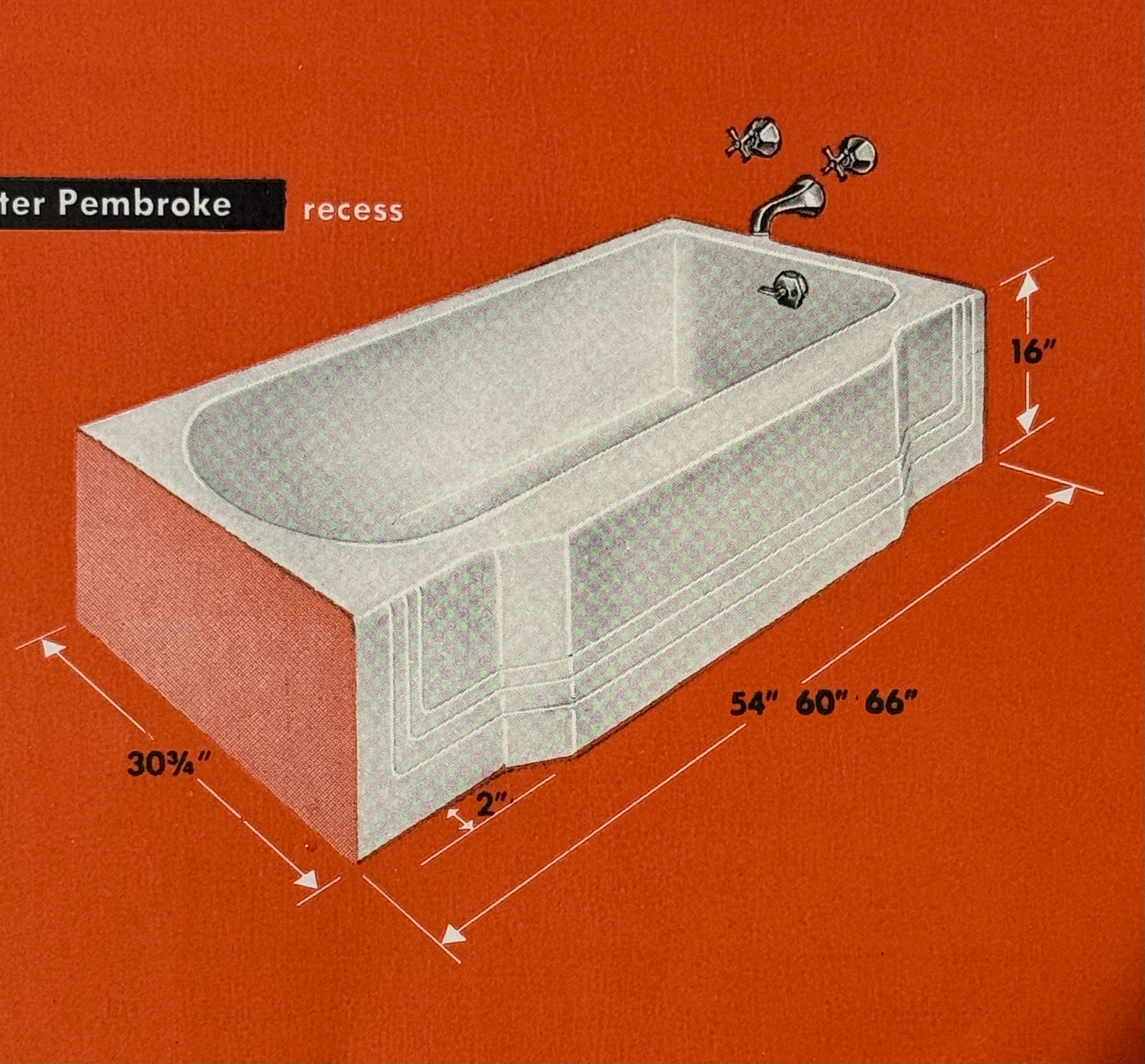 White Standard Master Pembroke Alcove Tub (TB-208)