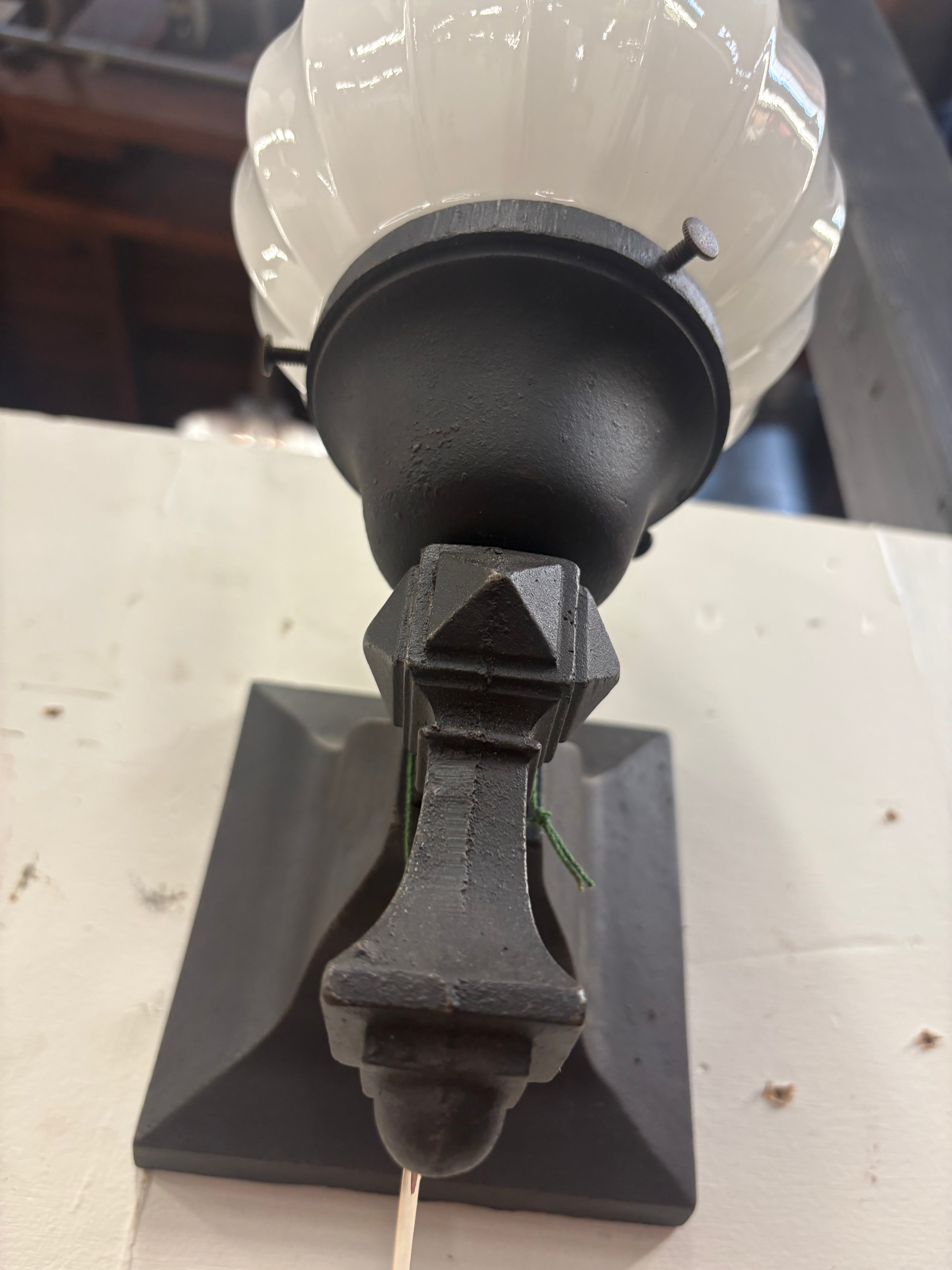 Art Deco Wall Sconce with Ribbed Glass Shade- Original 1930s Cast Iron (lt-1135)