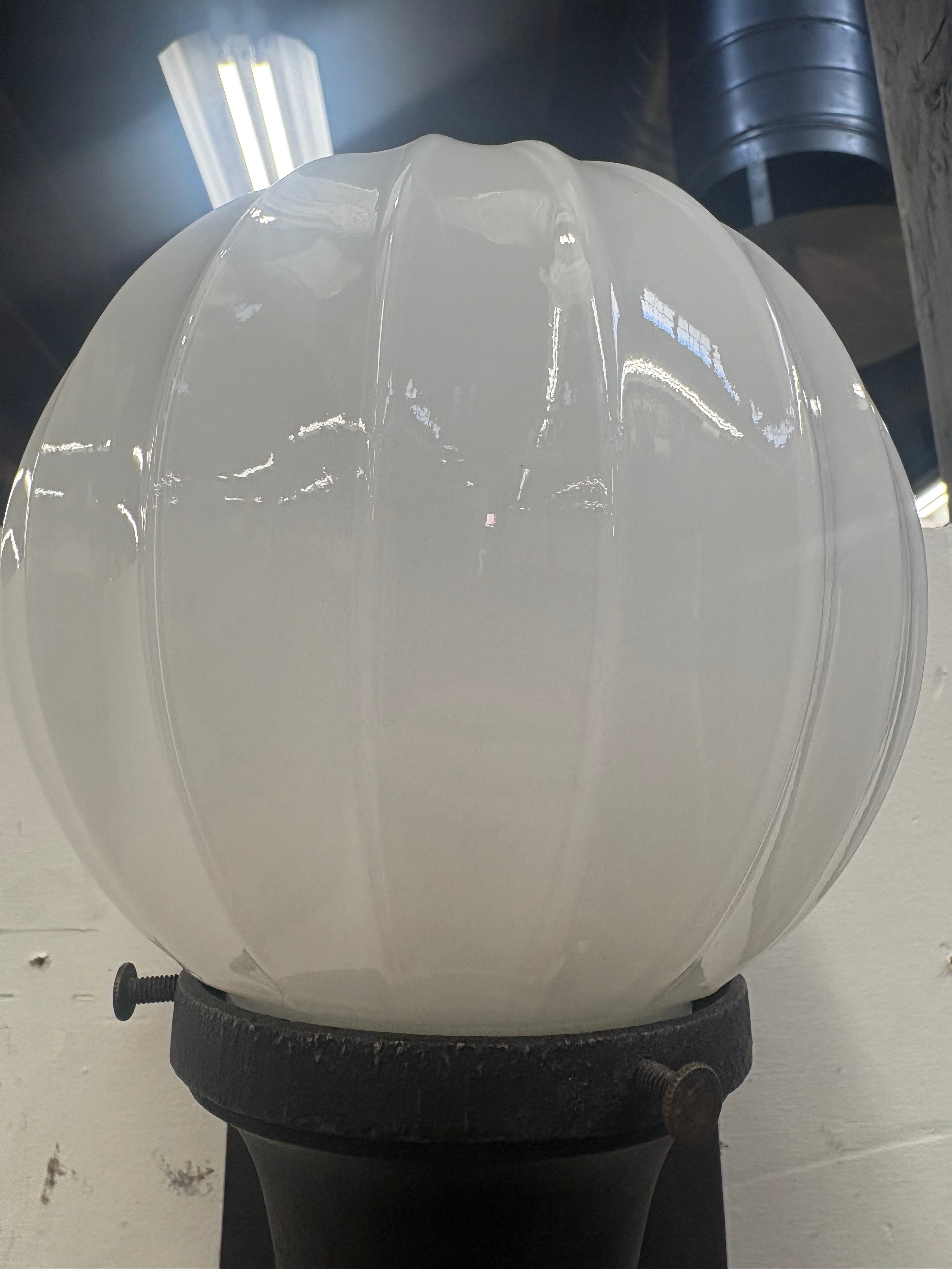 Art Deco Wall Sconce with Ribbed Glass Shade- Original 1930s Cast Iron (lt-1135)