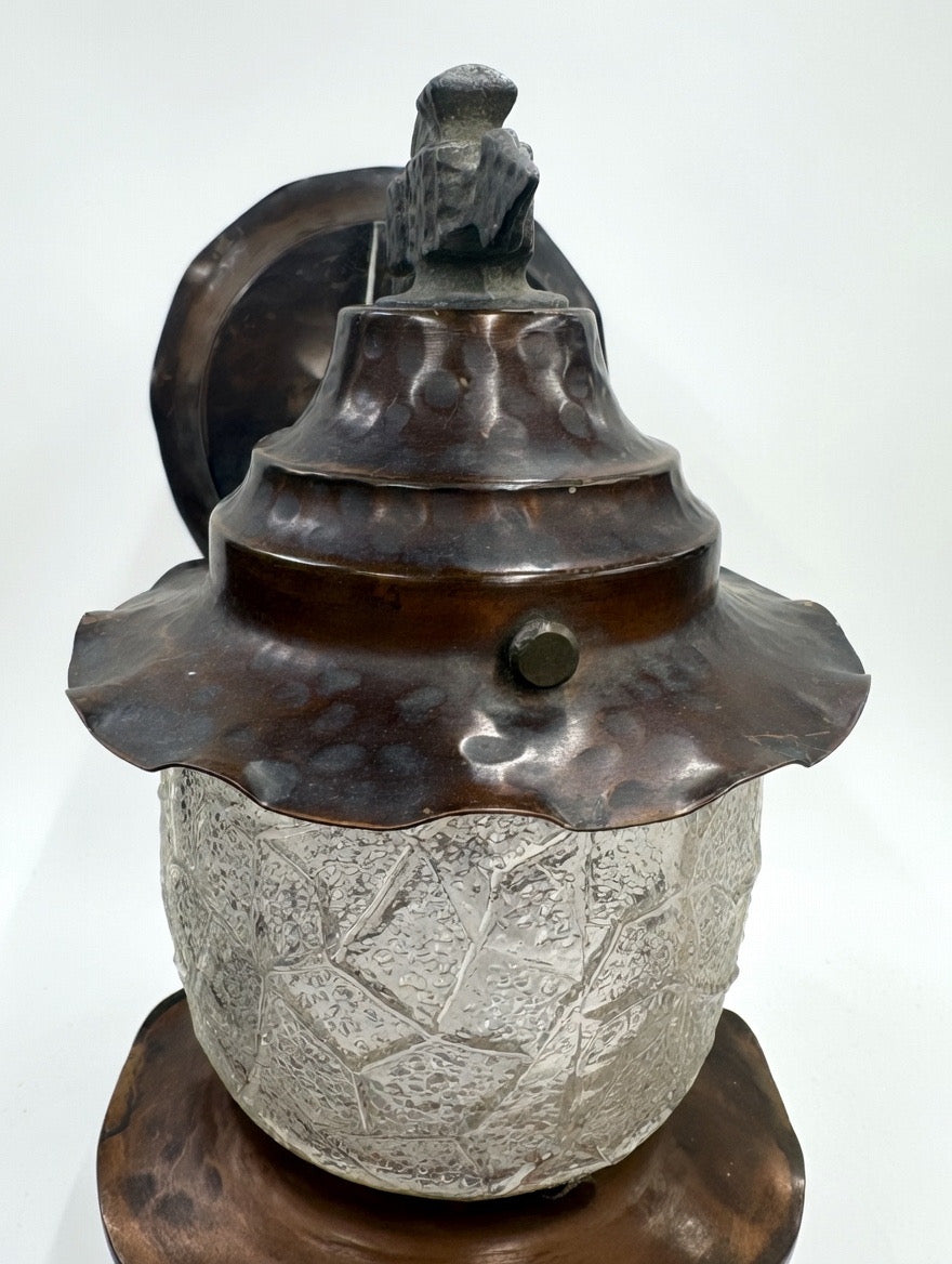 EXTERIOR COPPER WALL LANTERN – HAMMERED GLASS (LT-1141)