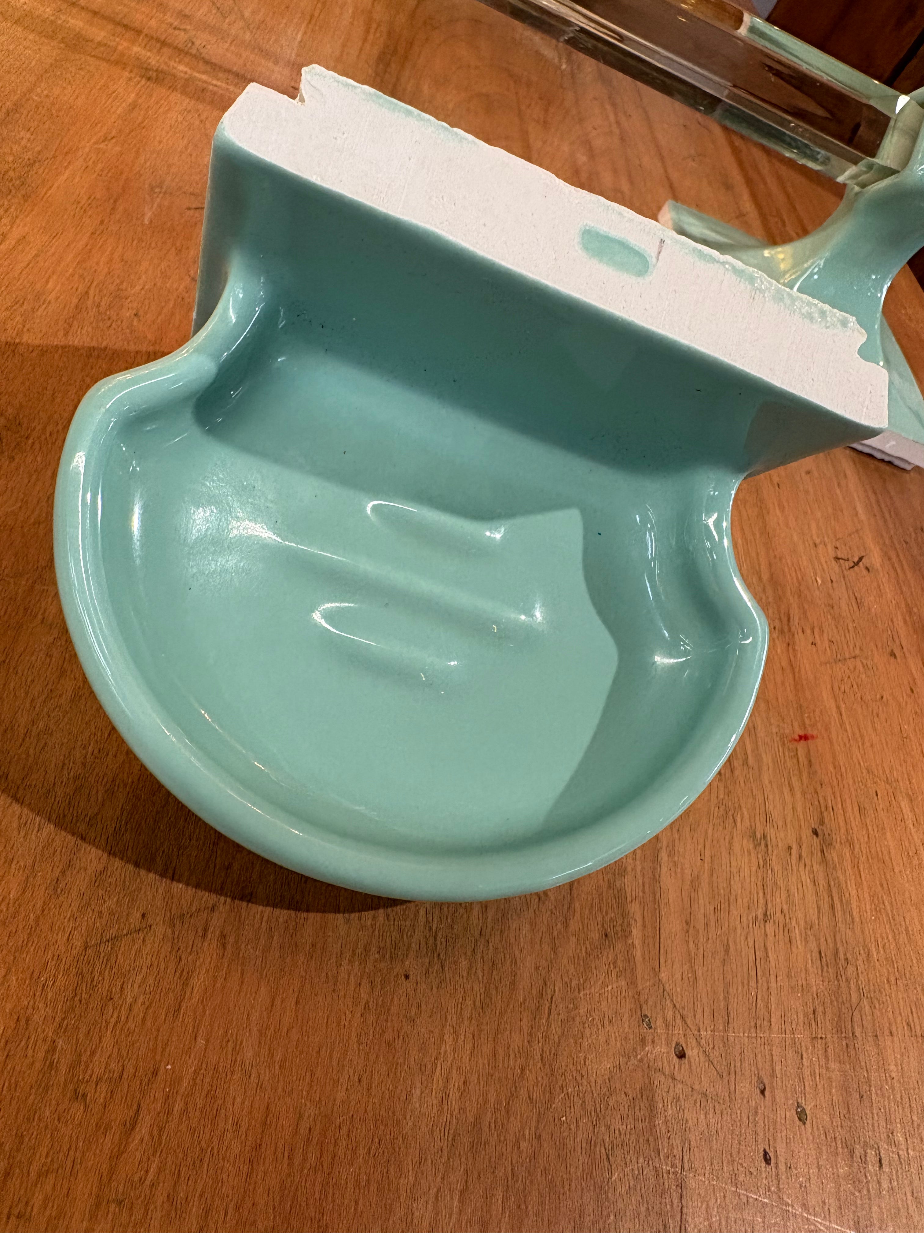 Ming Green Bathroom Accessory Set with Wood Toilet Paper Holder (Complete Matching Set)