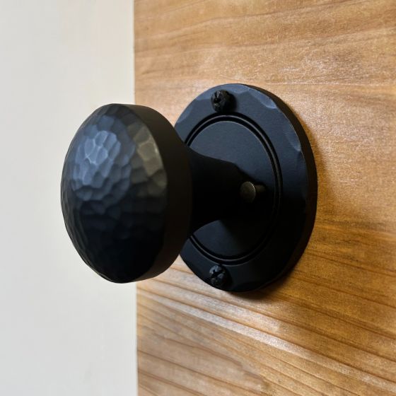 Acorn Iron Art Double Hammered Knob with Round Rose Privacy Set IWBBI