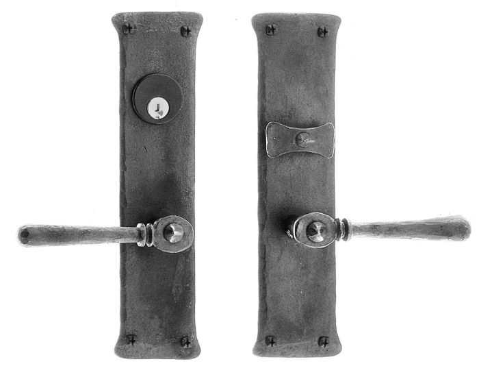 Acorn Greenwich Double Straight Lever Mortise Lock Set, Black IUEBI