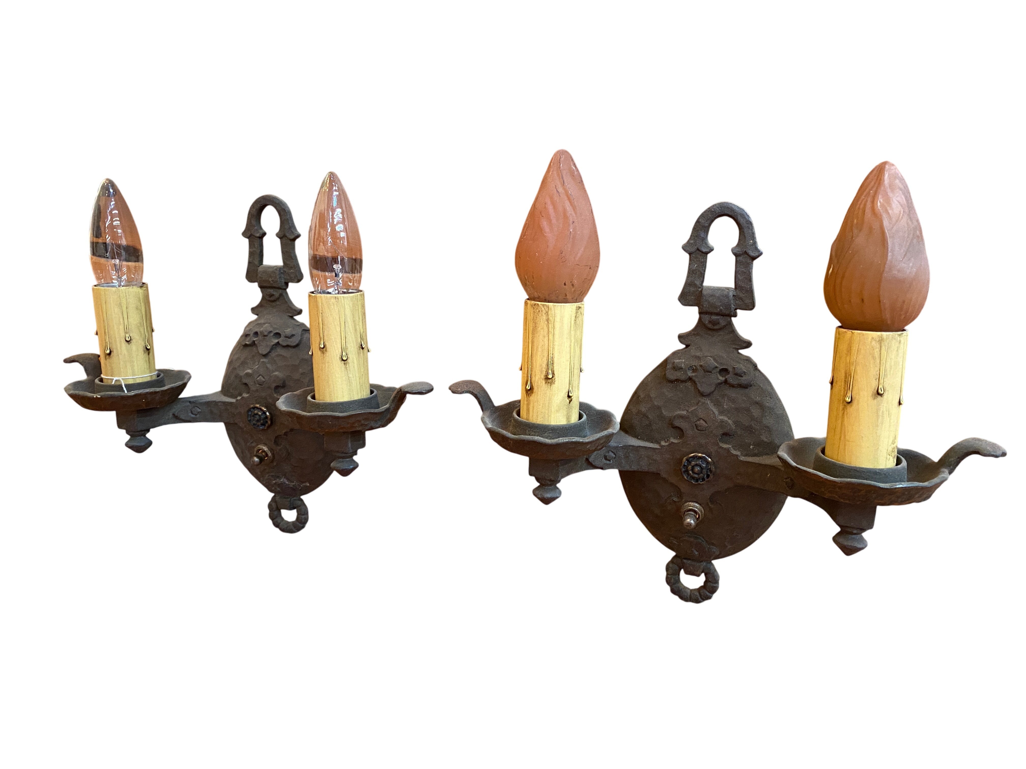 Pair of Hammered Double Sconces [NOV19-63]