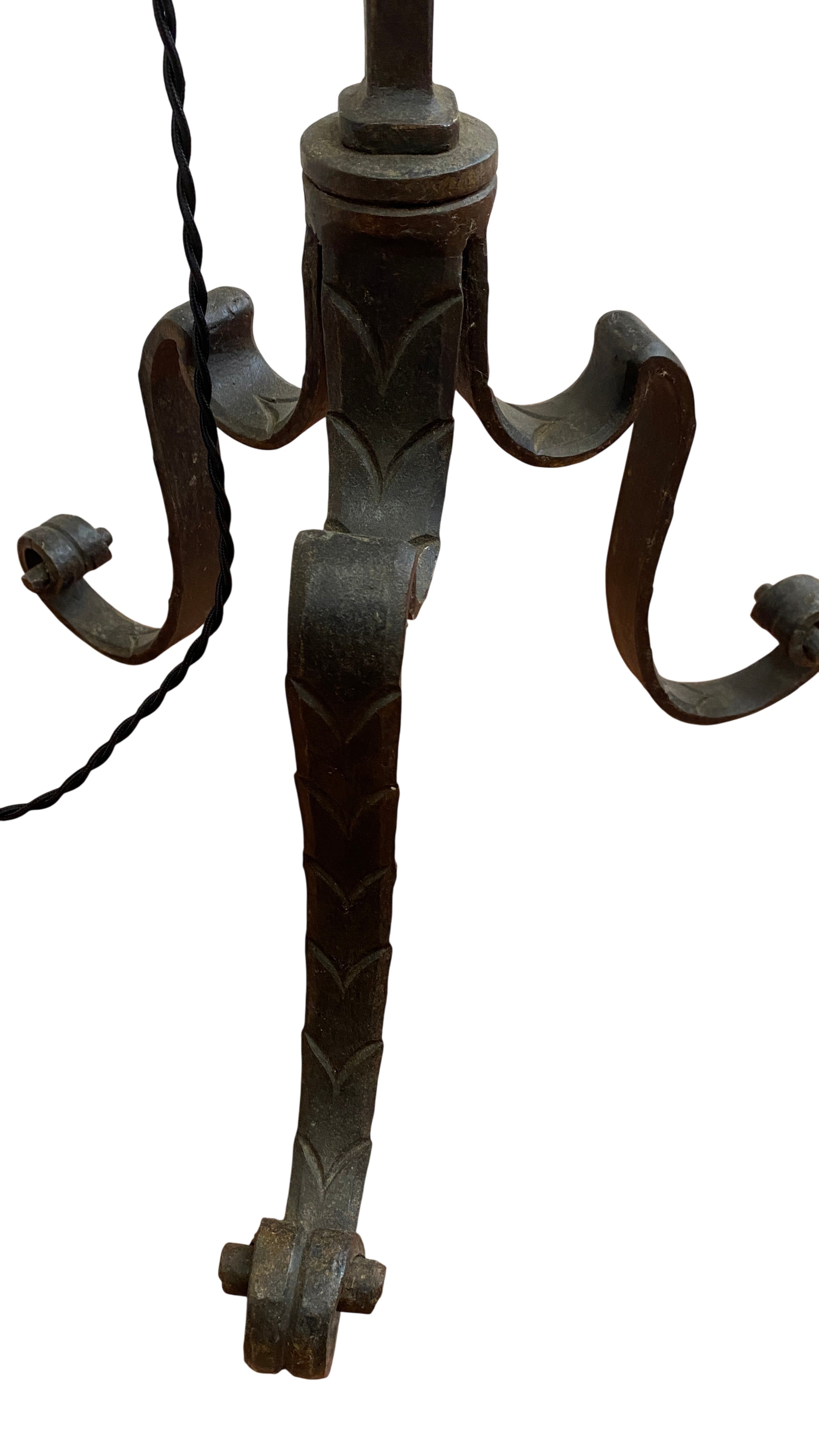 Wrought-Iron Adjustable-Height Floor Lamp w/ Mica Shade (LT-417)