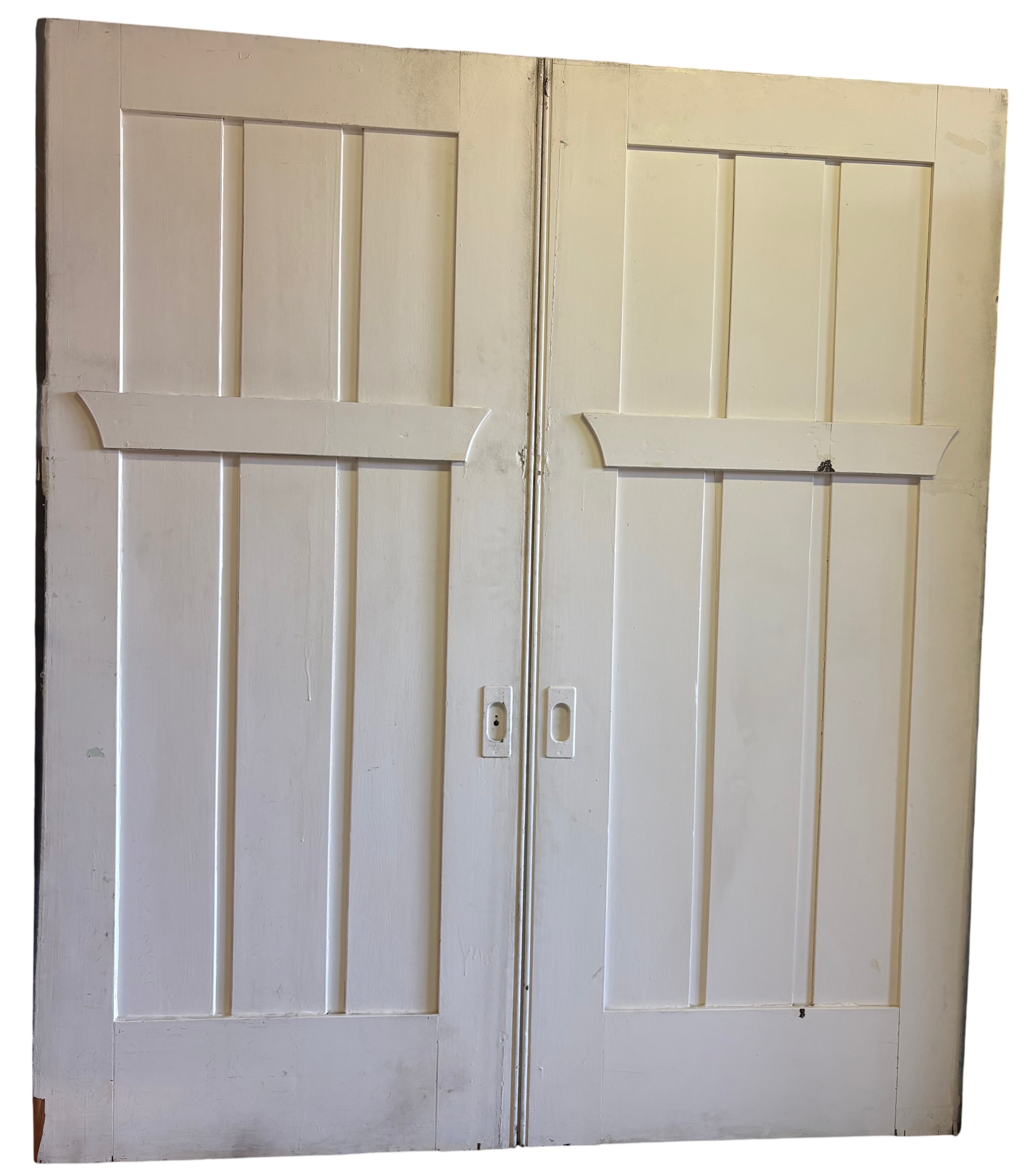 Mahogany Pocket Door Pair with plank detail (PD-51)