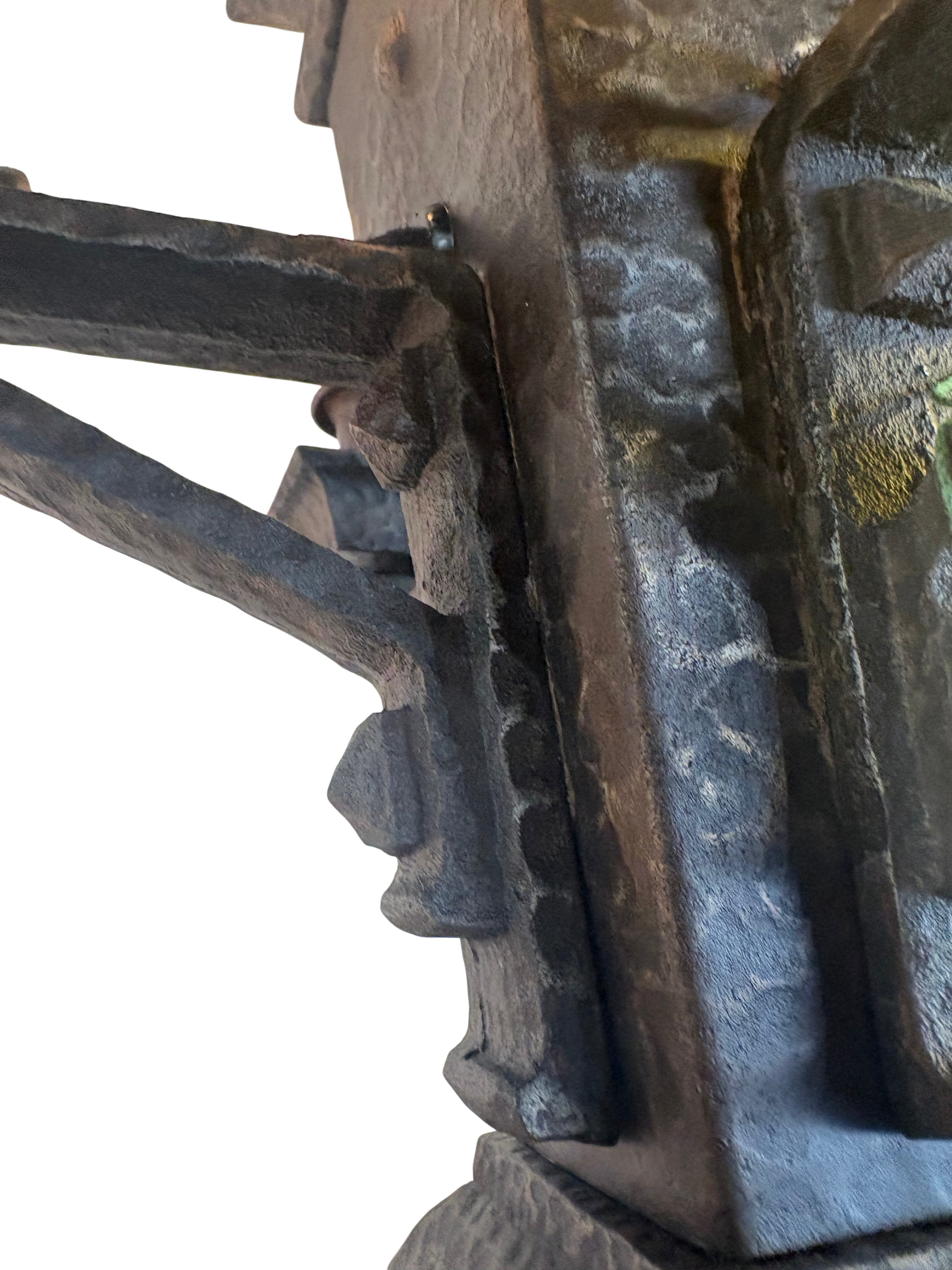 Cast Iron Gothic Revival Chandelier-Hammered Iron circa 1920's–1930's (lt-1123)