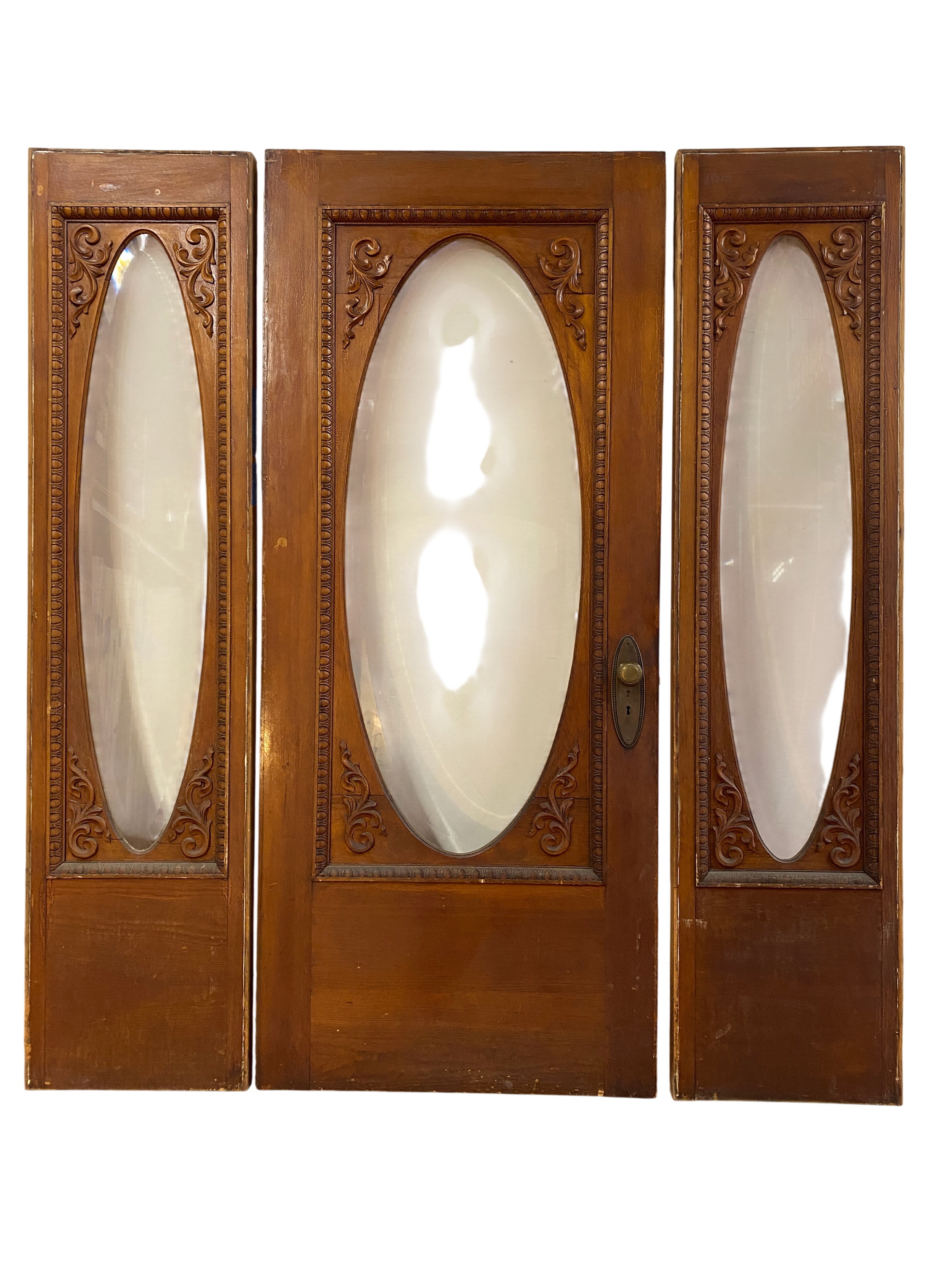 Oval Beveled Glass Entry Door Set w/ Sidelights (PRKS-62)