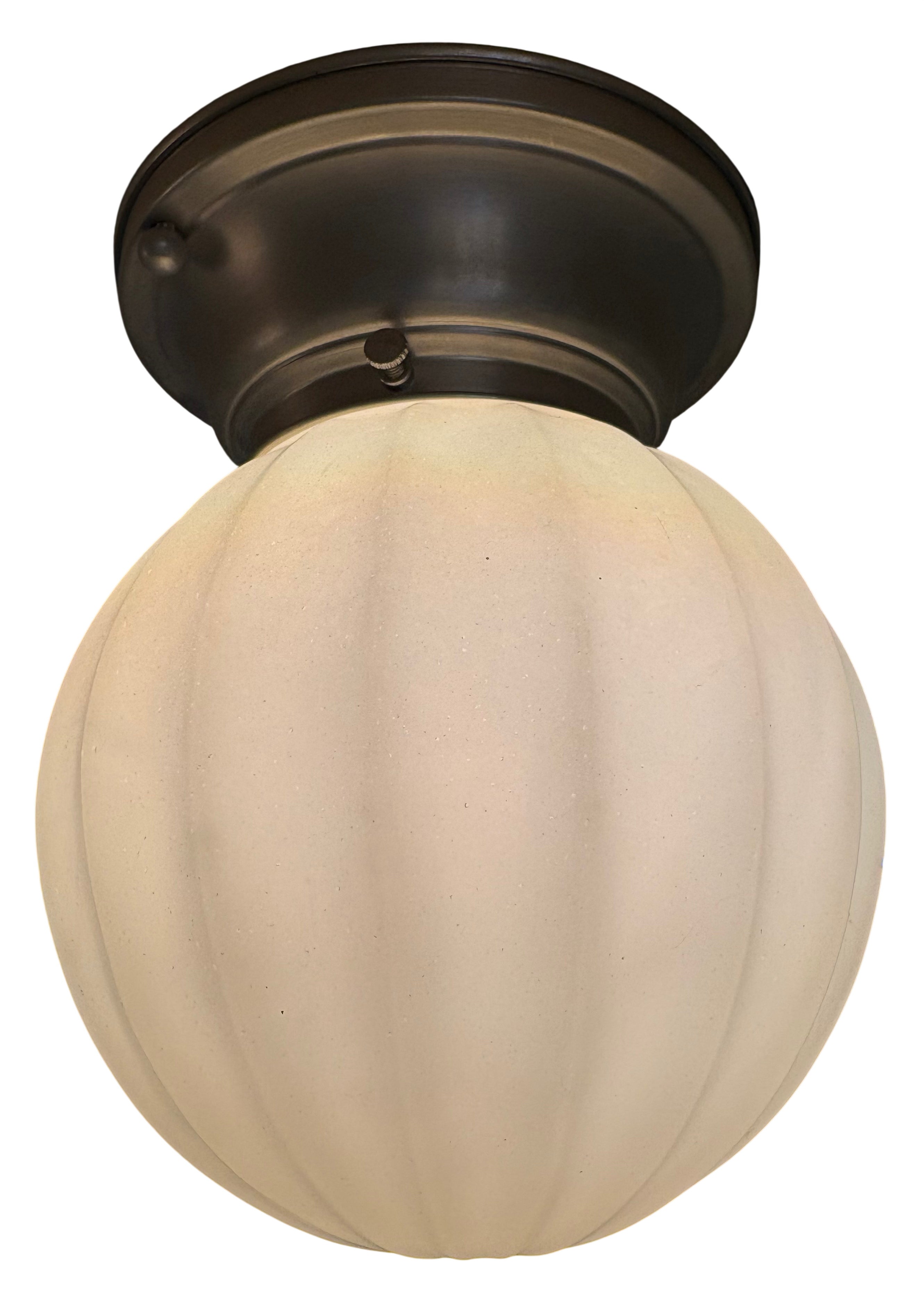 Art Deco Flush Mount Ceiling Light with Ribbed Glass Shade (lt-1133)