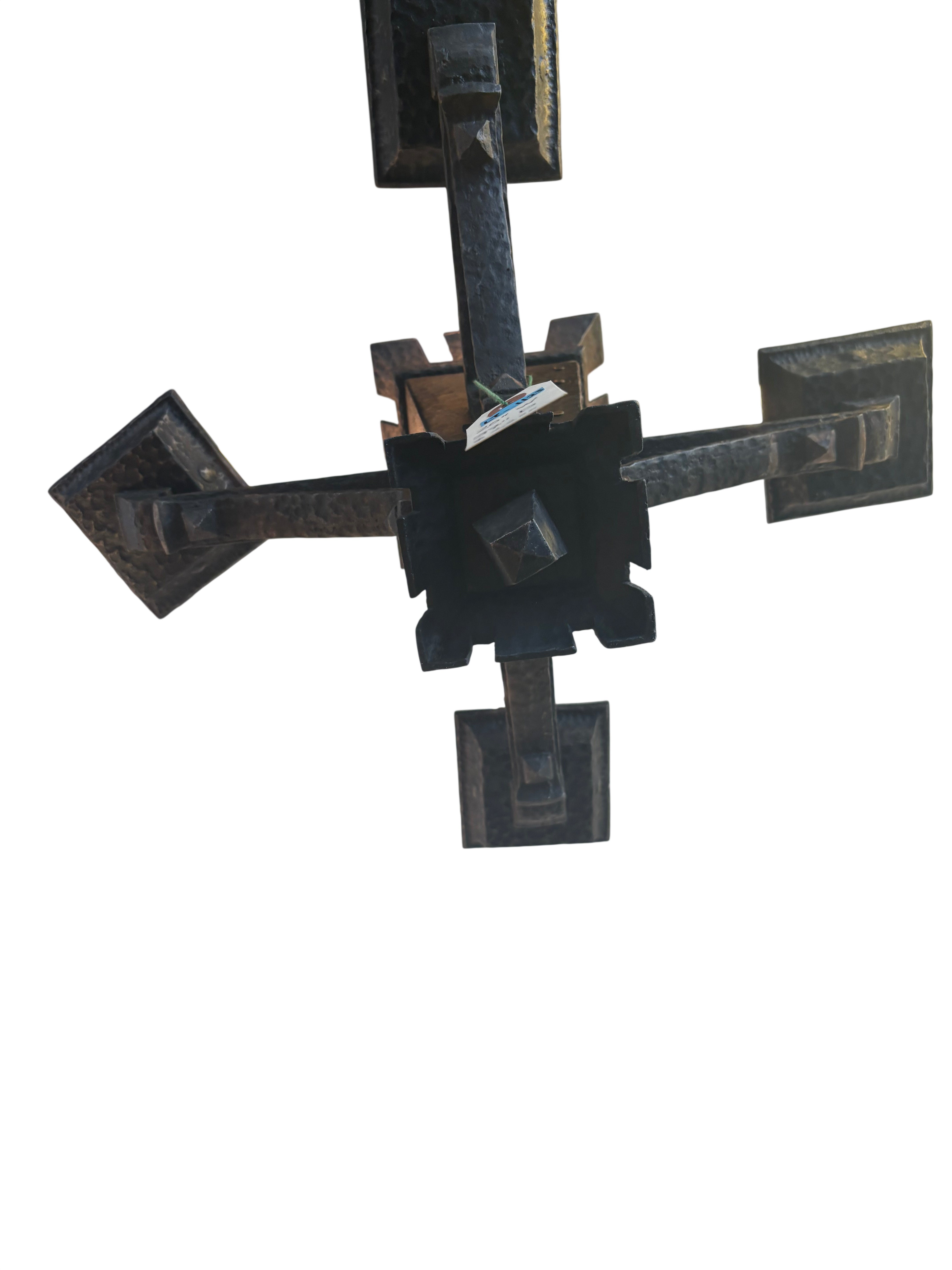 Cast Iron Gothic Revival Chandelier-Hammered Iron circa 1920's–1930's (lt-1123)