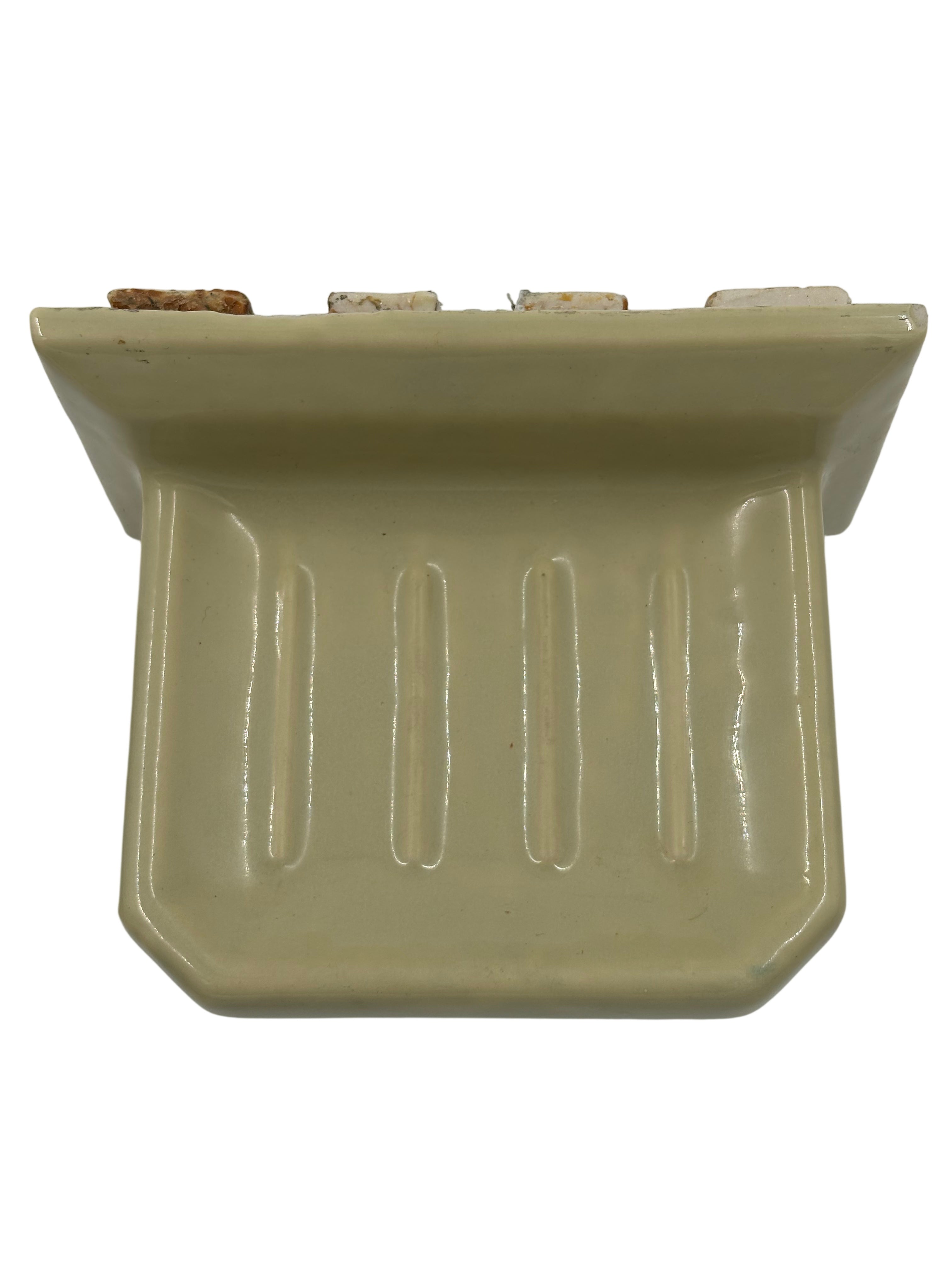 sage green soap dish