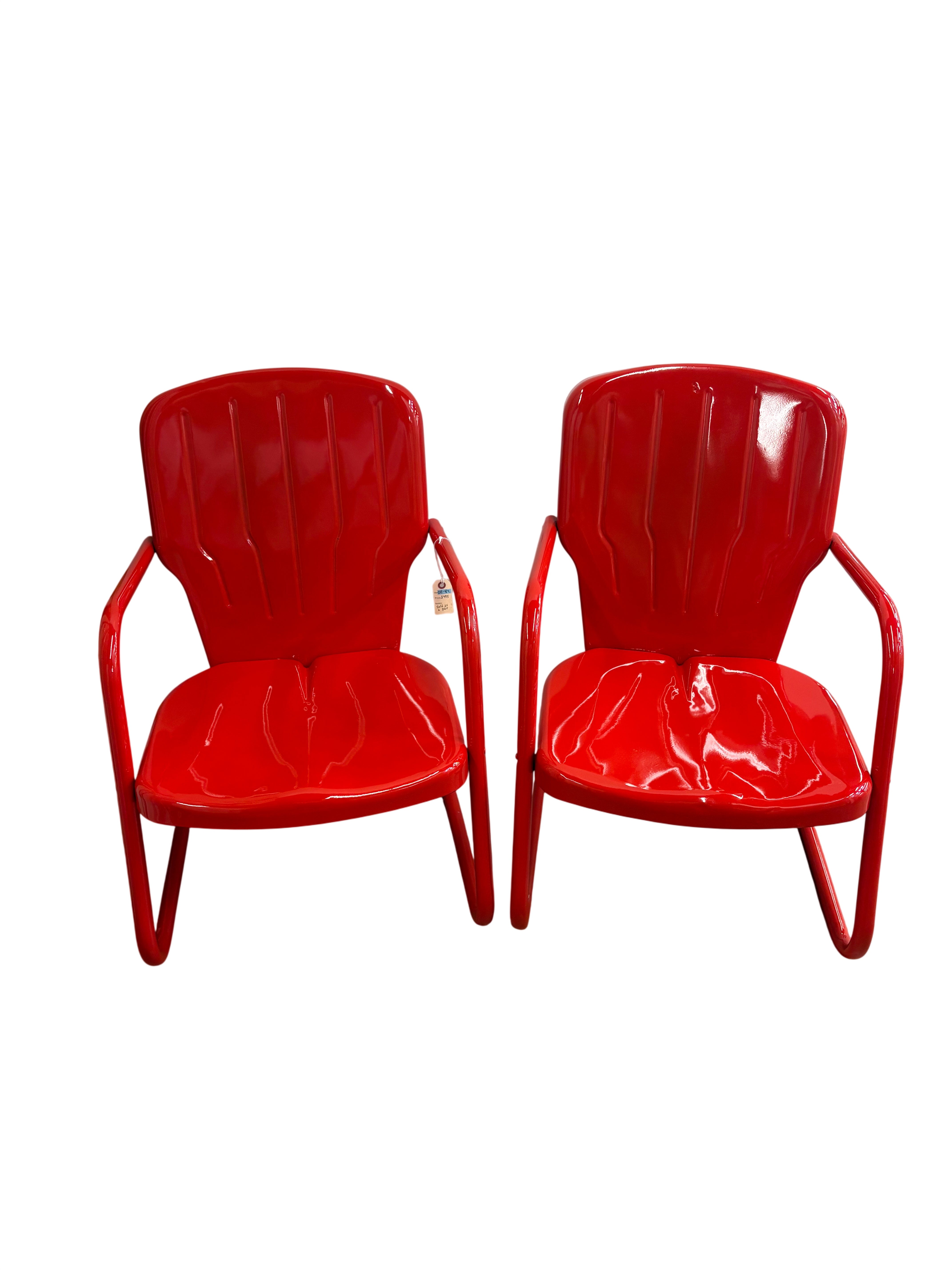 Pair of Vintage Red Lawn Chairs (OE-84)