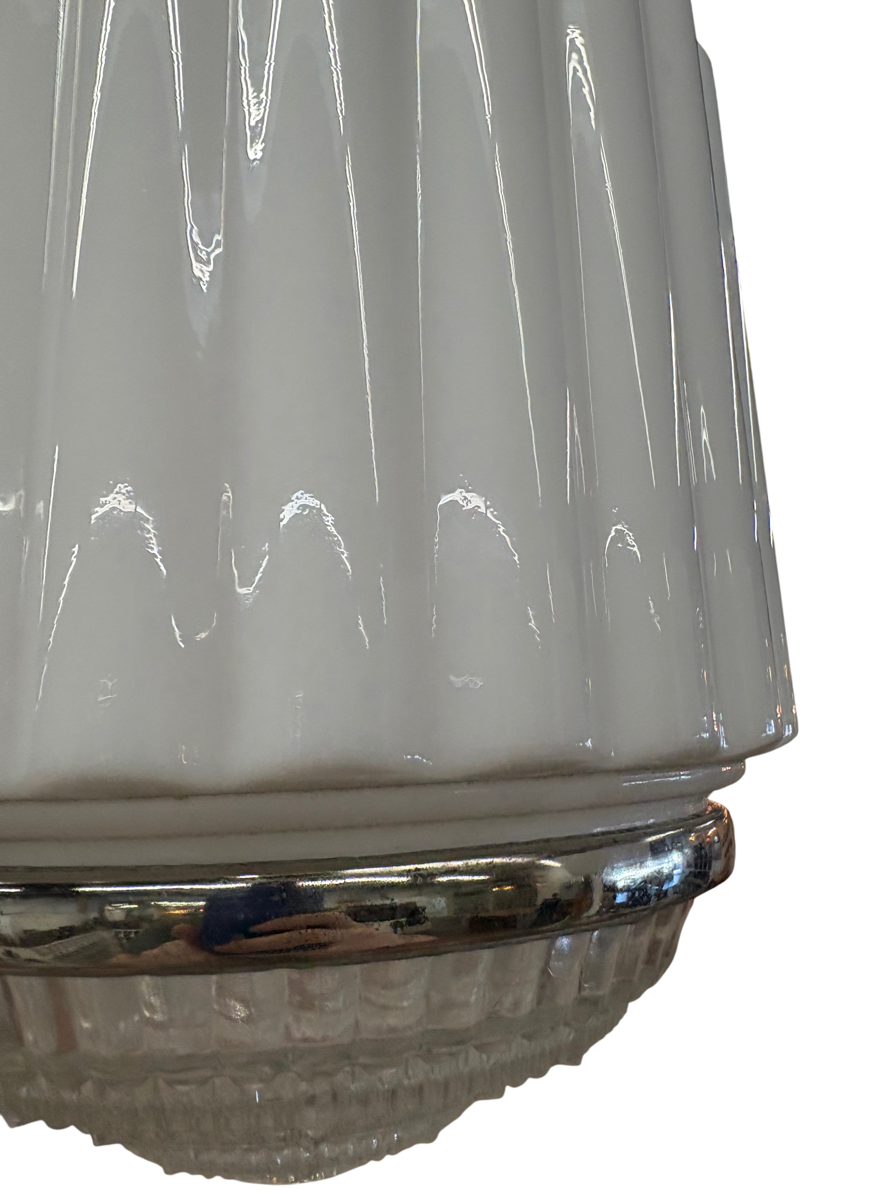 Art Deco Pendant Light with Ribbed Milk Glass Shade – (lt-1128)