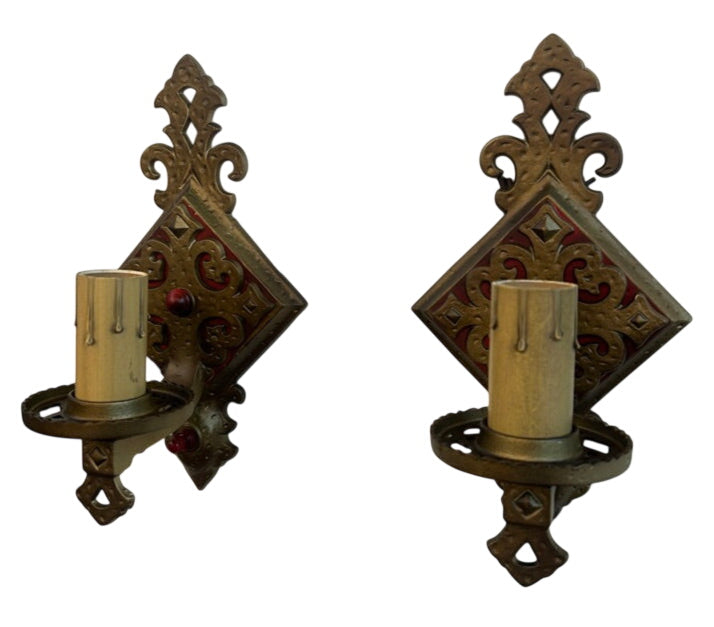 Hammered iron wall sconce with square backplate – 1920s–1930s (LT-876)