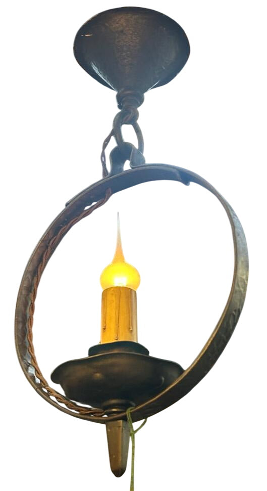Wrought iron ring pendant light – circa 1920s–1930s (LT-1002)