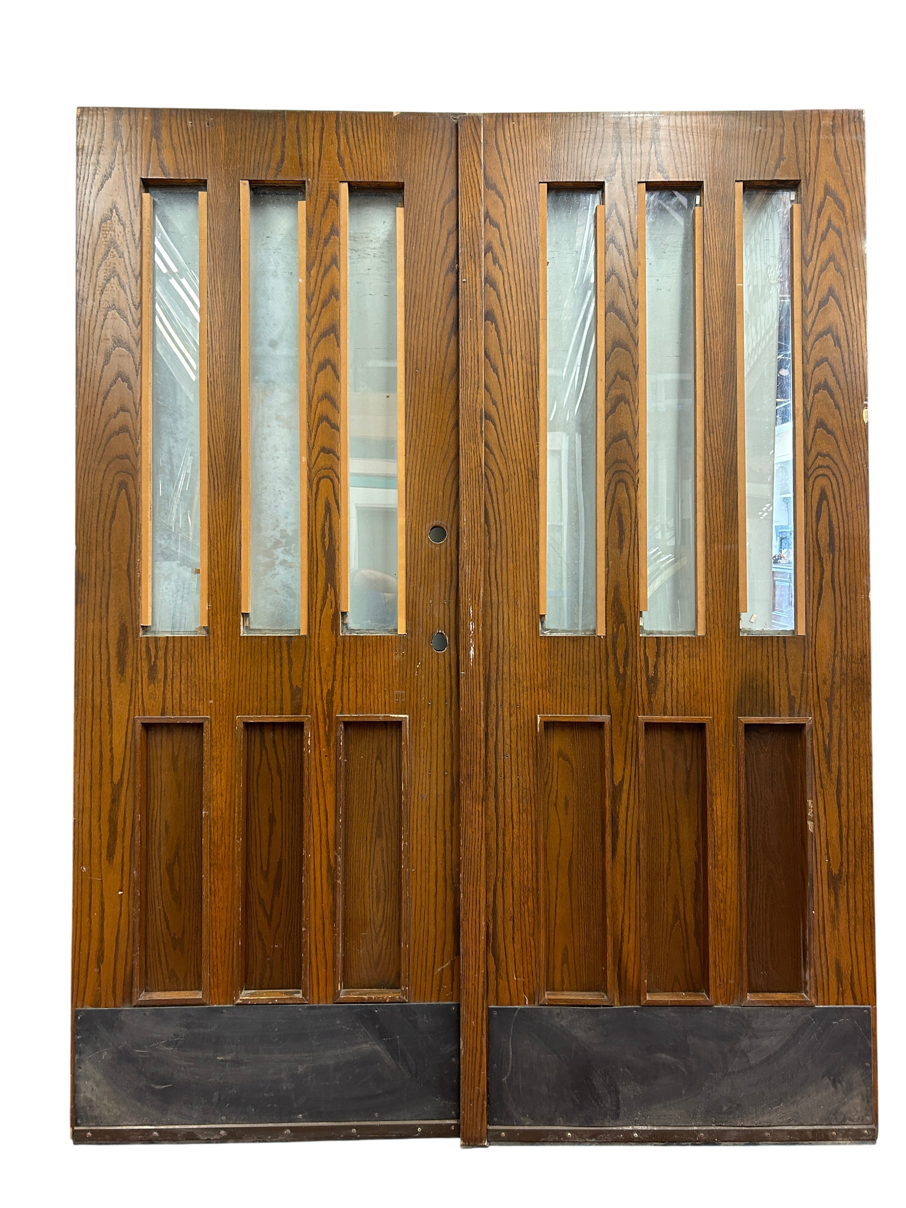 3-Light/ 3-Panel Oak Door Pair (FDP-153)