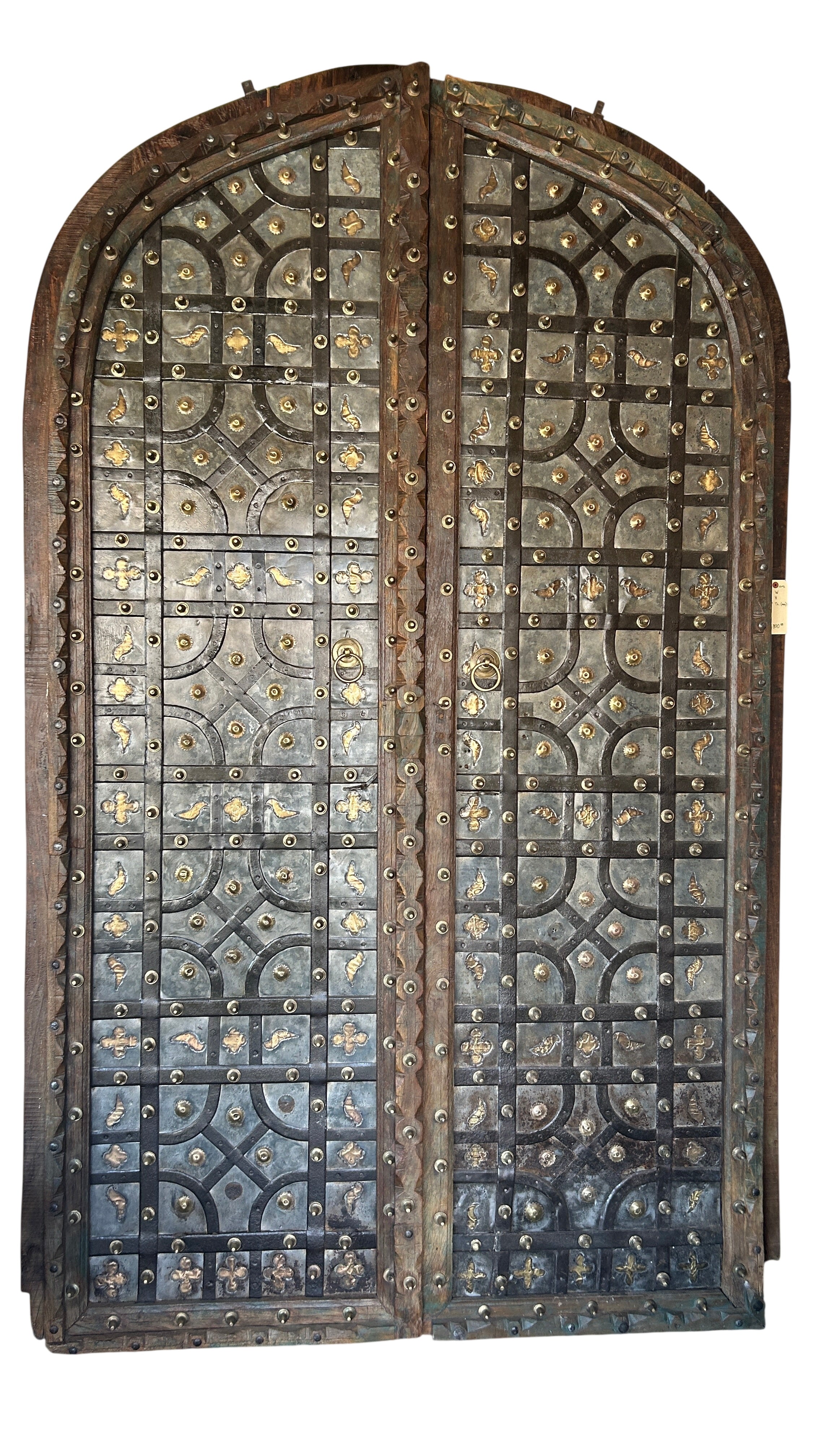 Large Arched Door Pair w/ Ornate Metalwork (XD-35673)