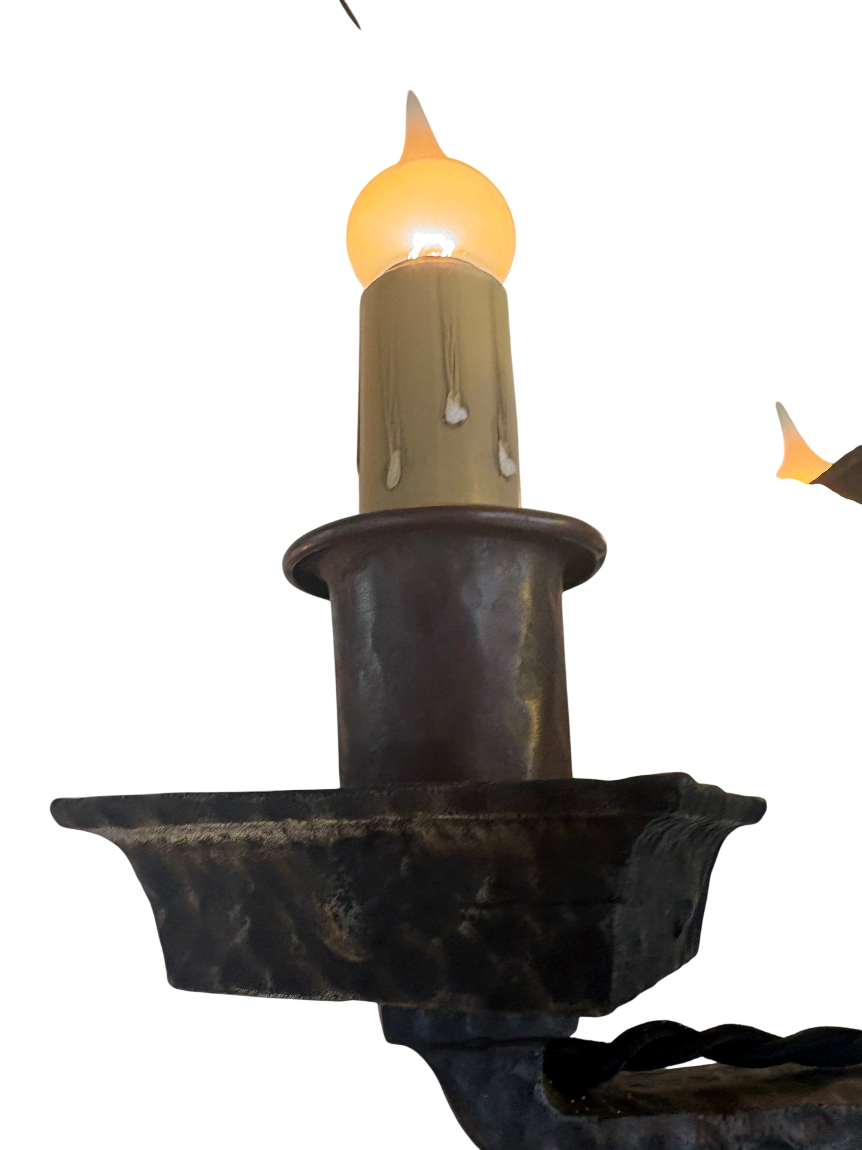 Cast Iron Gothic Revival Chandelier-Hammered Iron circa 1920's–1930's (lt-1123)