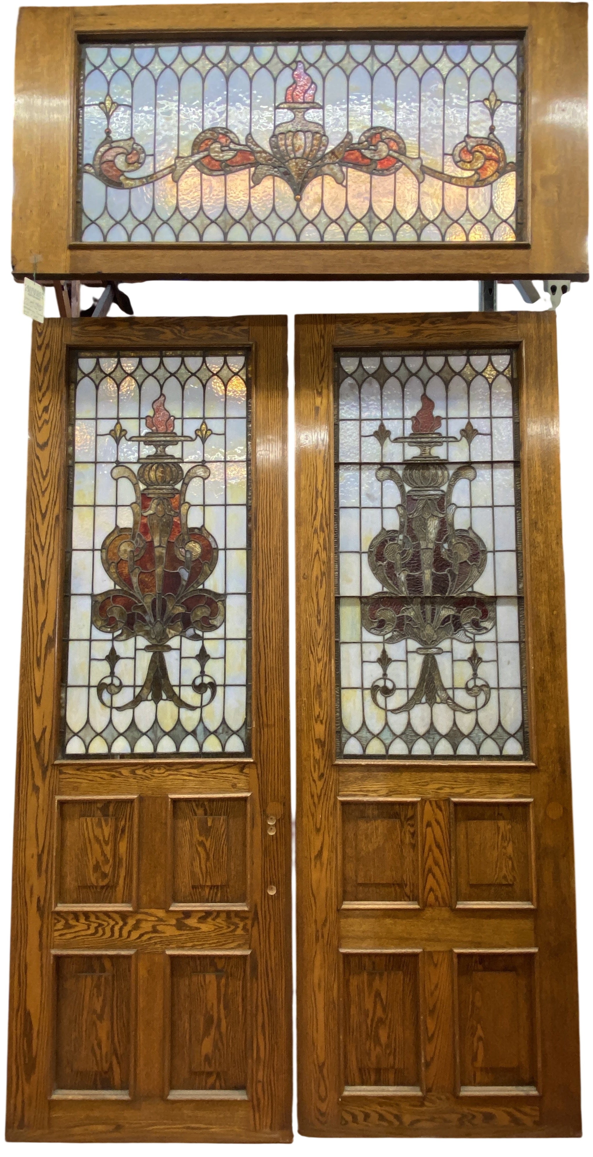 Pair of french doors with stained glass [JP15-200]