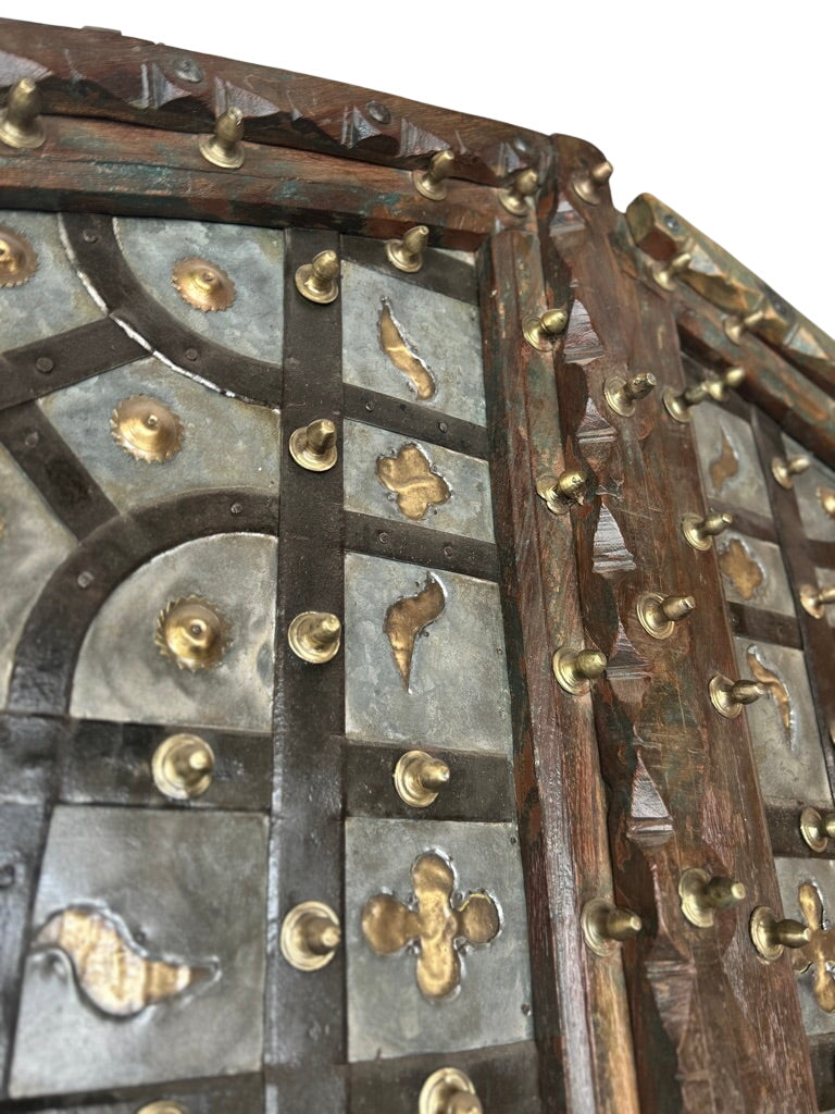 Large Arched Door Pair w/ Ornate Metalwork (XD-35673)