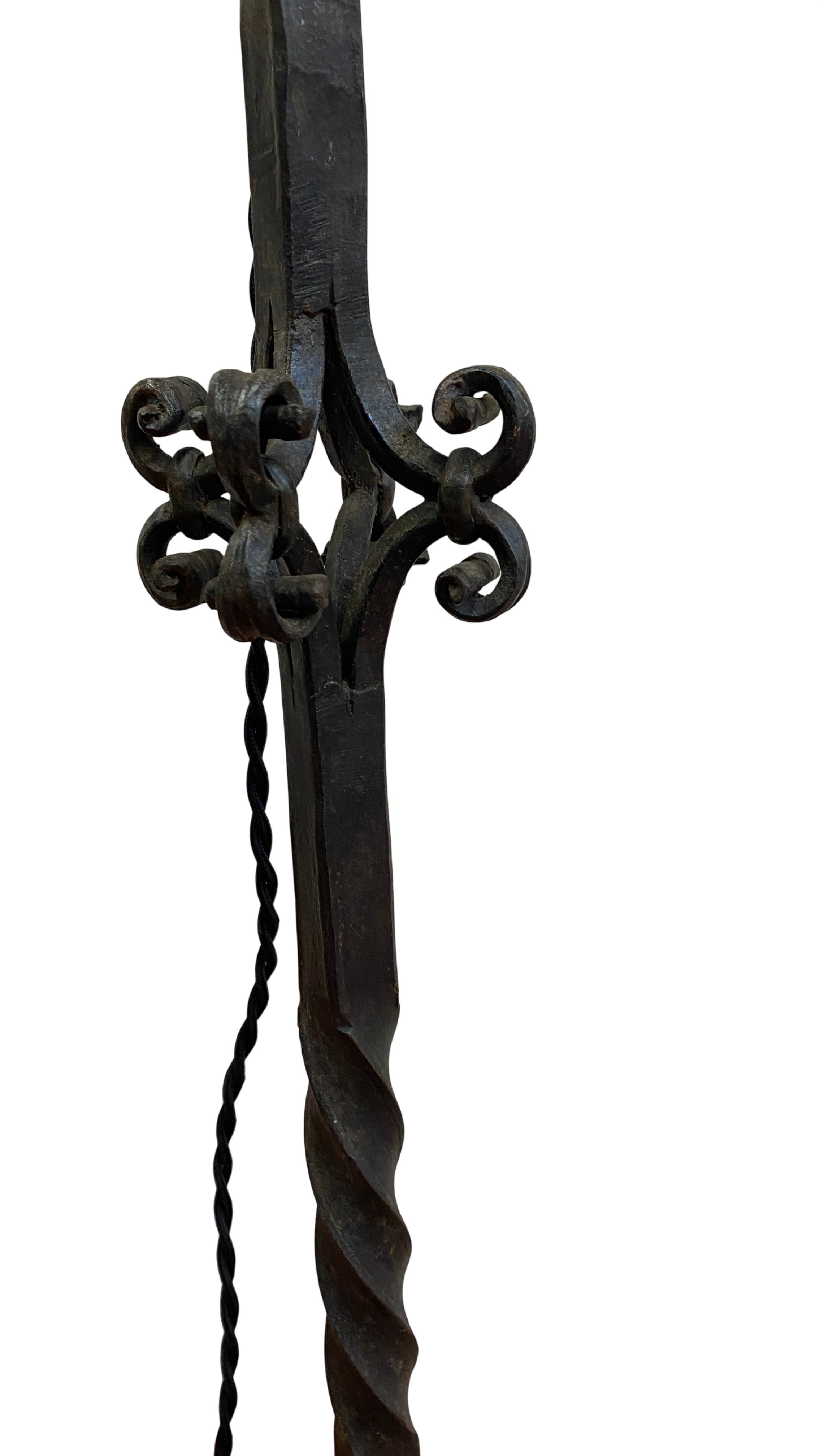 Wrought-Iron Adjustable-Height Floor Lamp w/ Mica Shade (LT-417)