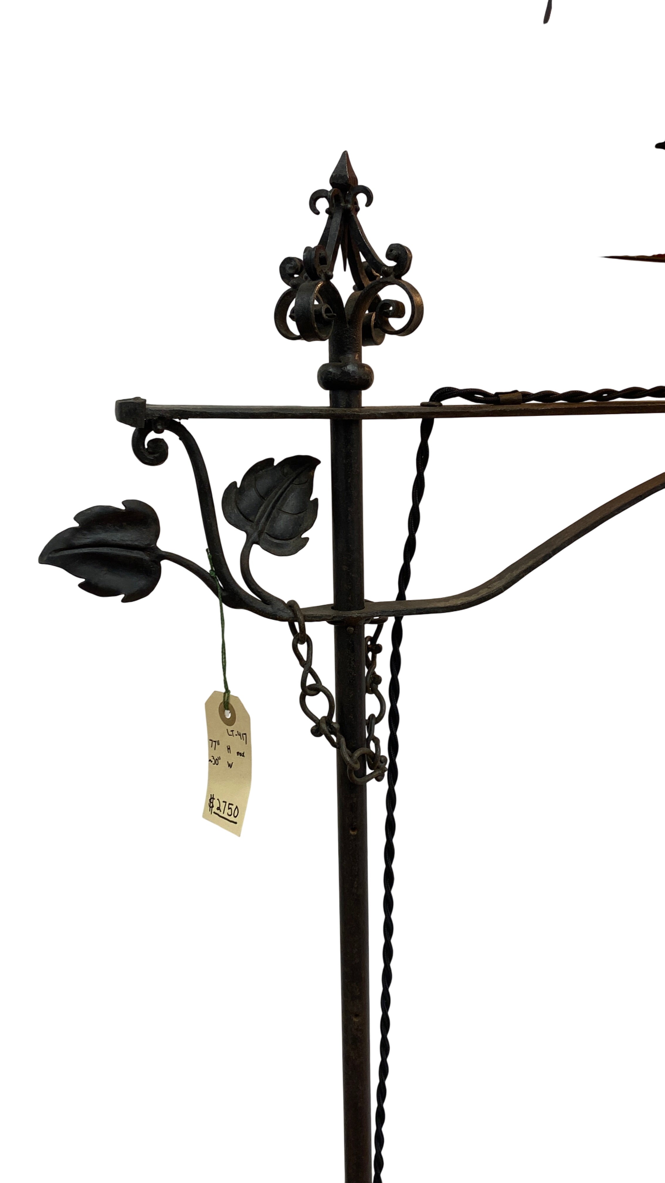 Wrought-Iron Adjustable-Height Floor Lamp w/ Mica Shade (LT-417)