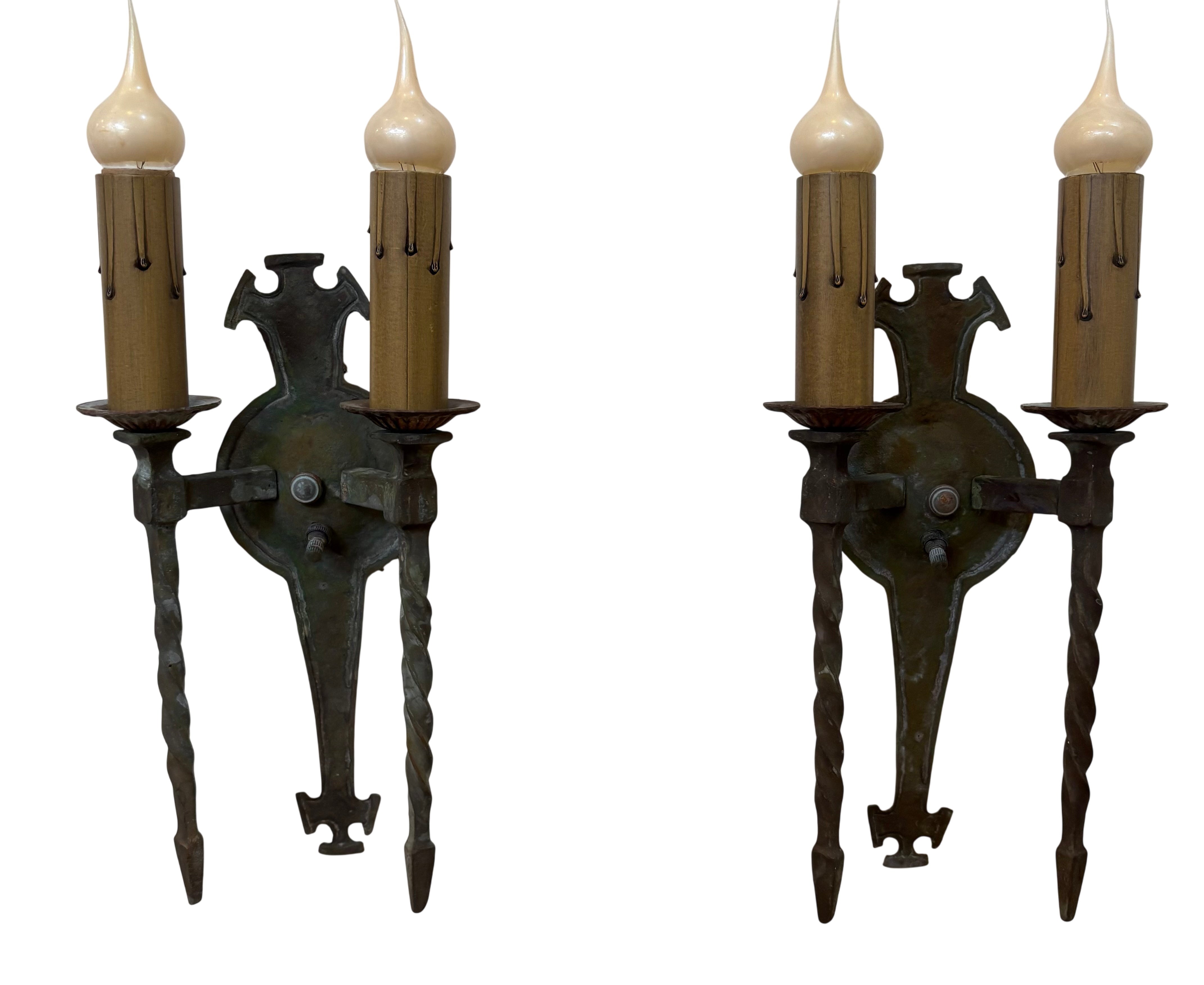 WALL SCONCES – TWISTED ARM METAL PAIR (LT-1173)