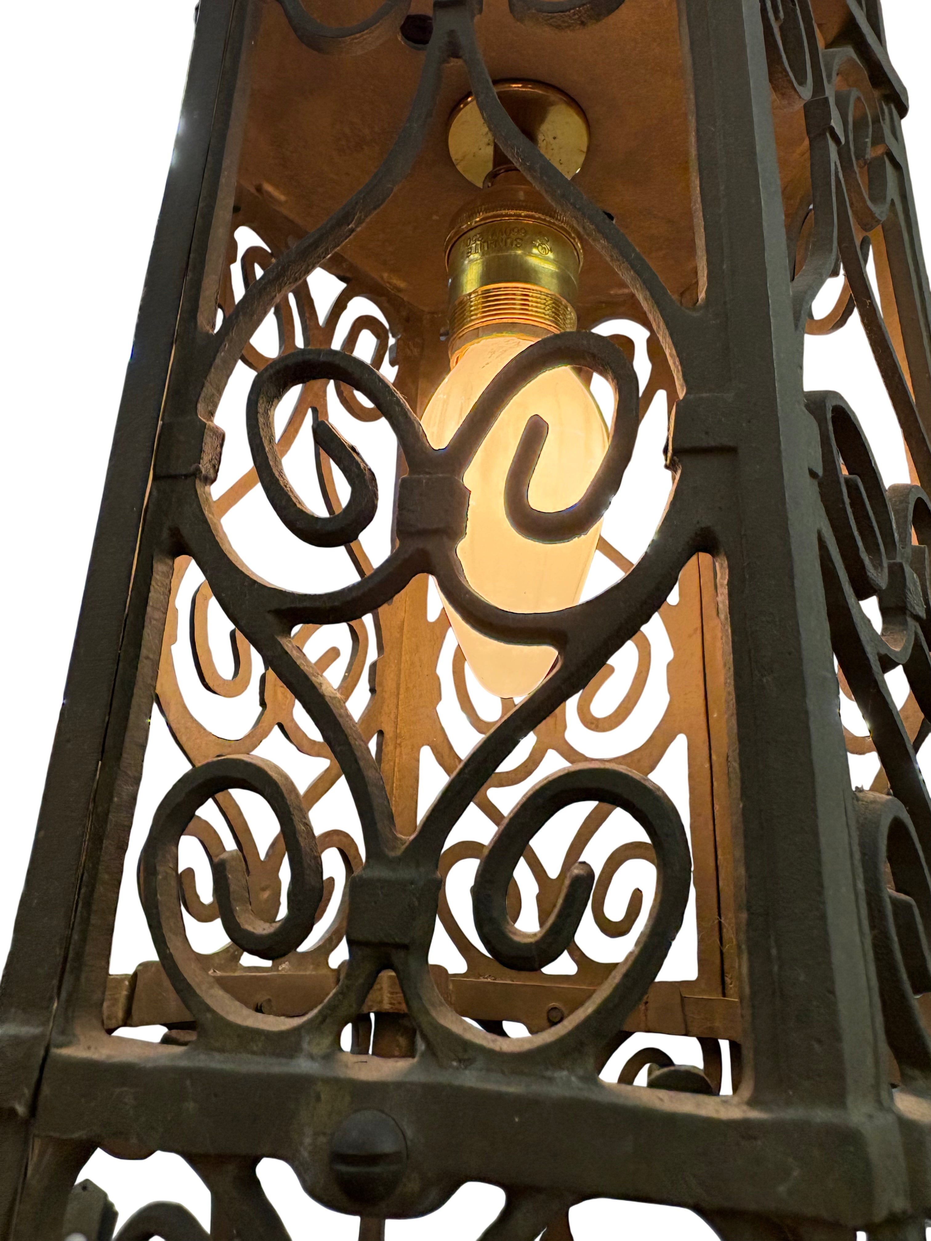 Wrought iron lantern pendant light – 1920s–1930s (LT-1095)