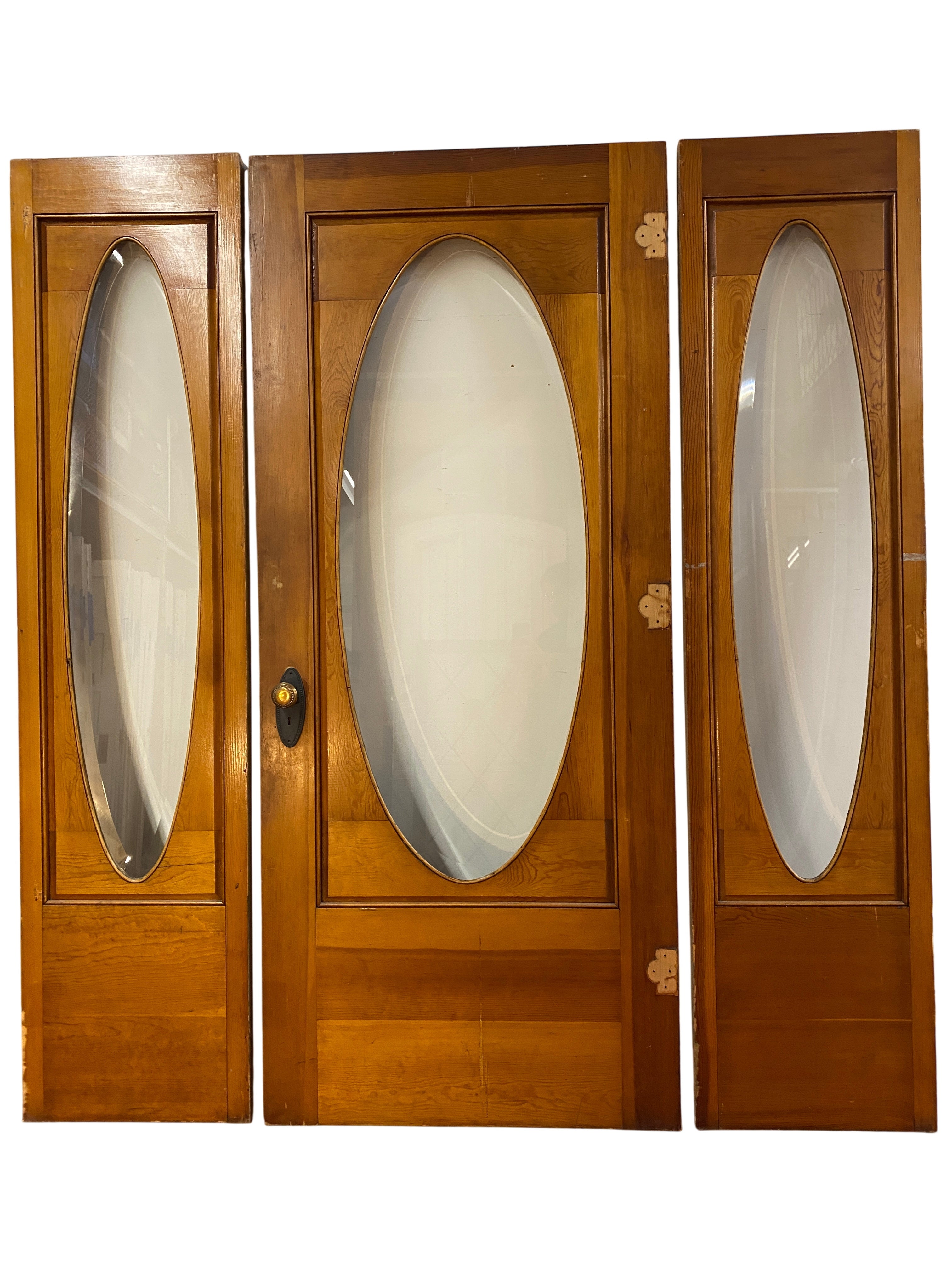 Oval Beveled Glass Entry Door Set w/ Sidelights (PRKS-62)