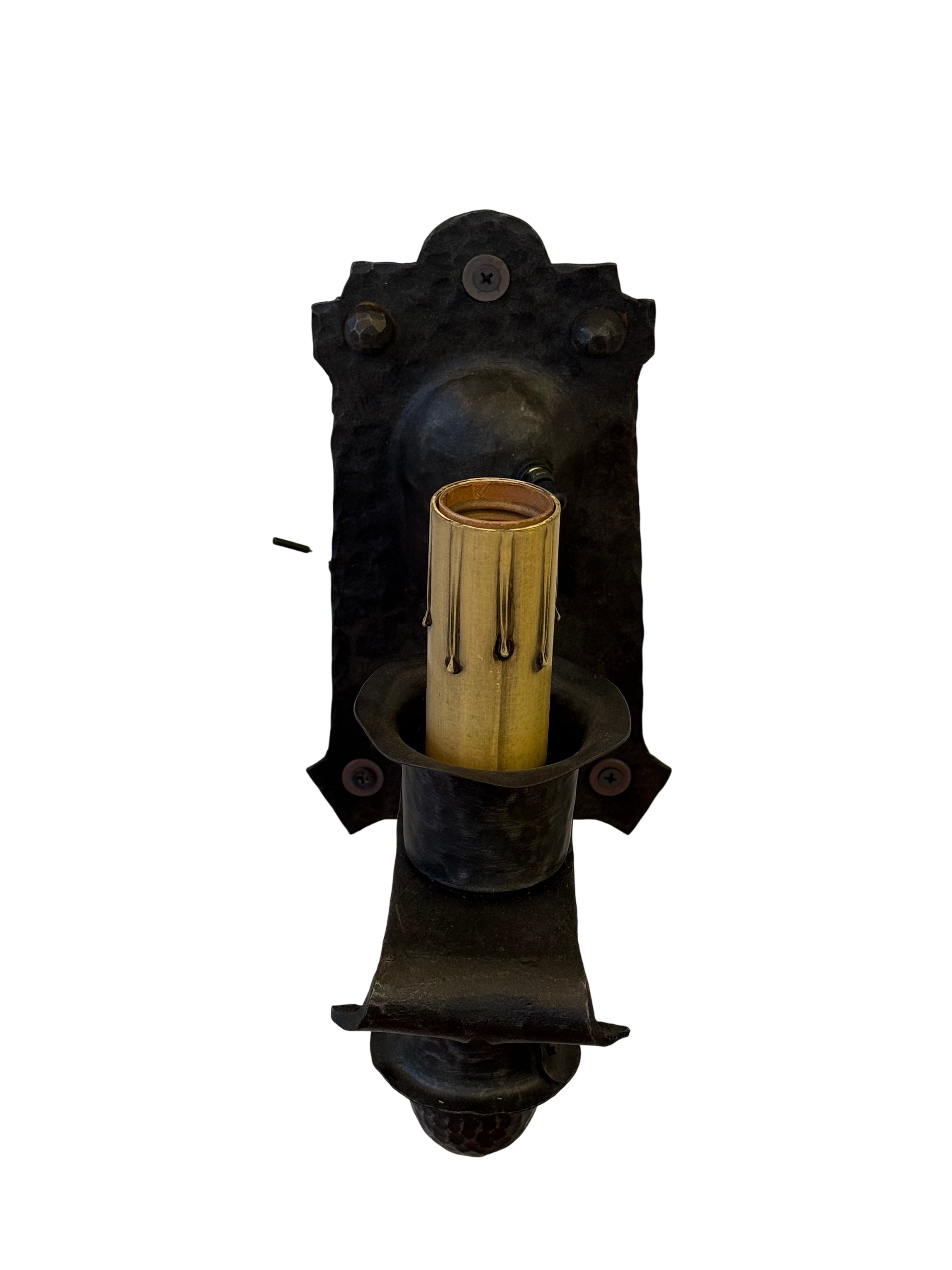 Single Wall Sconce with candle sleeve – cast iron fixture, circa 1920s–1930s (LT-905)