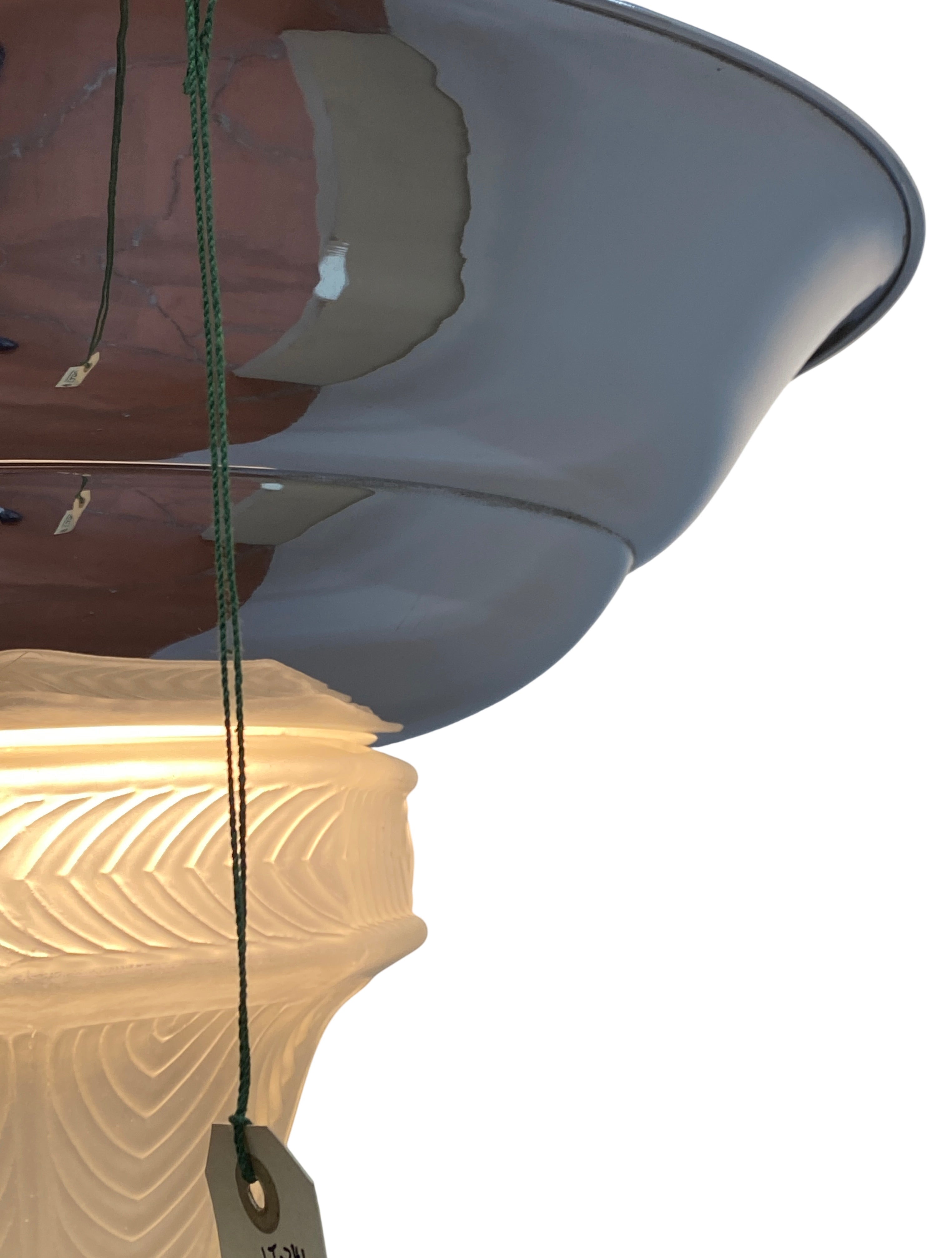 Large Chrome Pendant w/ Frosted Shade (LT-341)