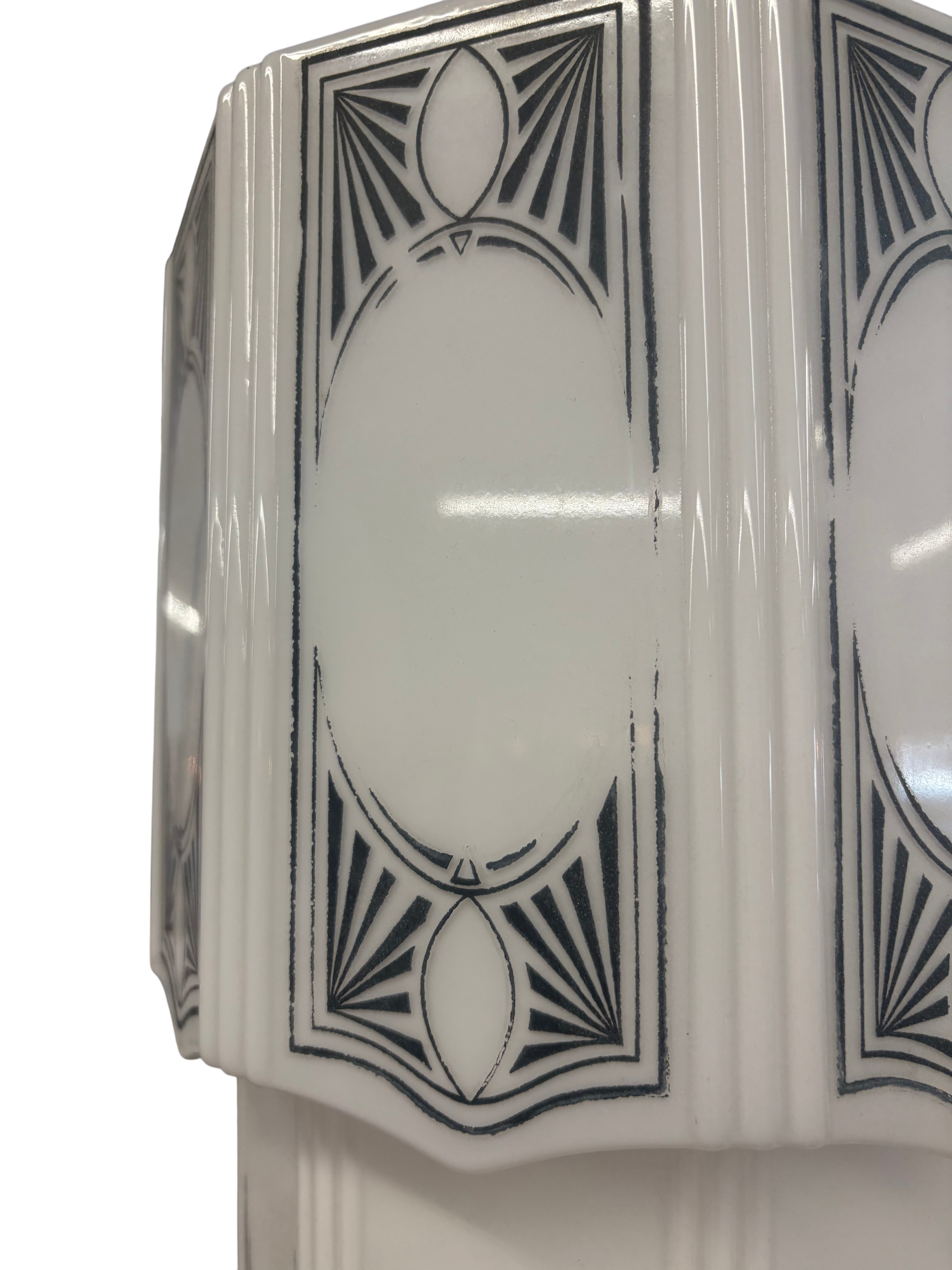 Art Deco Pendant Light with Geometric Milk Glass Shade-(lt-1126)