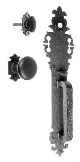 Acorn Large Handle with Warwick Backplate and Knob Mortise Lock Set WUFBI